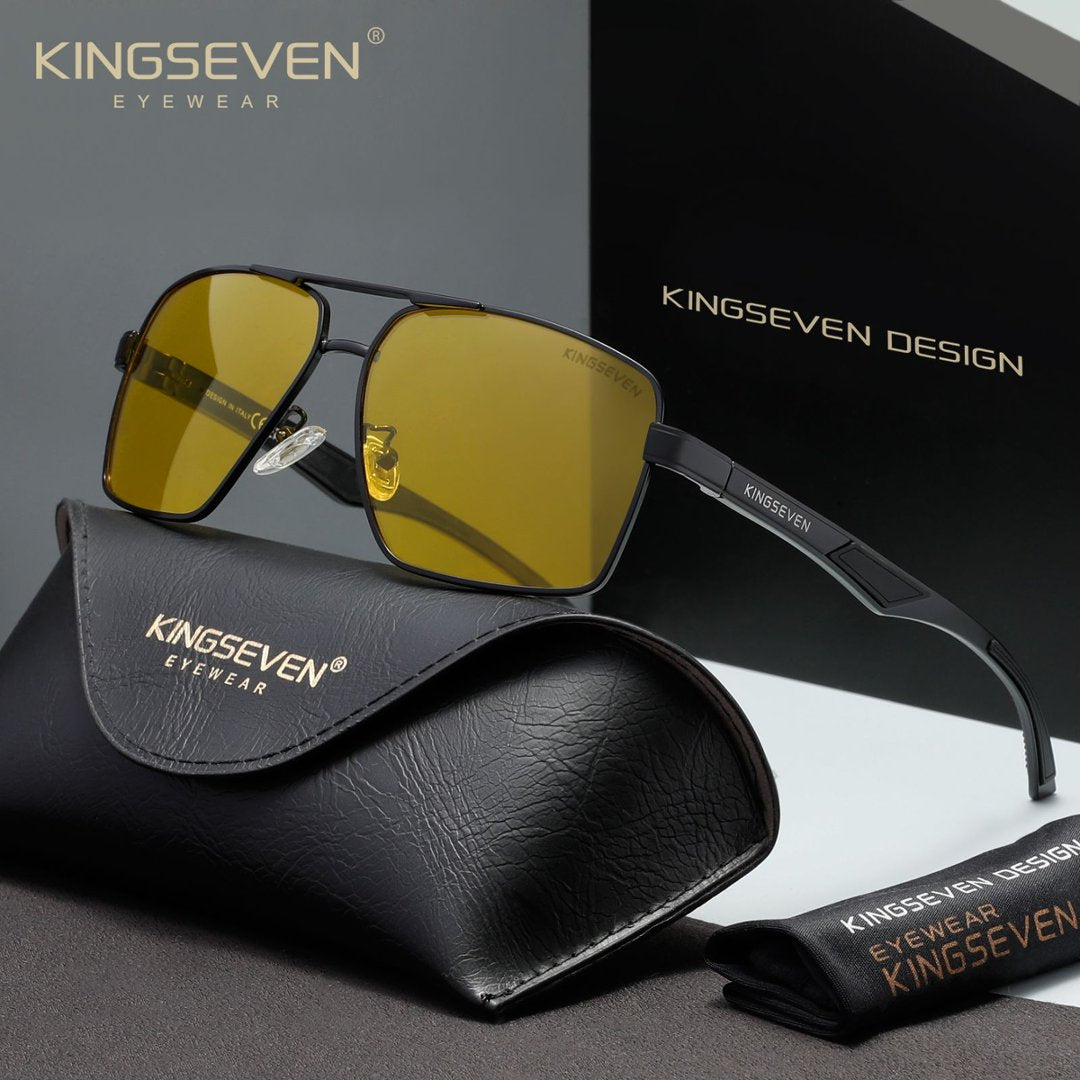 KINGSEVEN Men Aluminum Night Vision Sunglasses UV400 Protection N7719