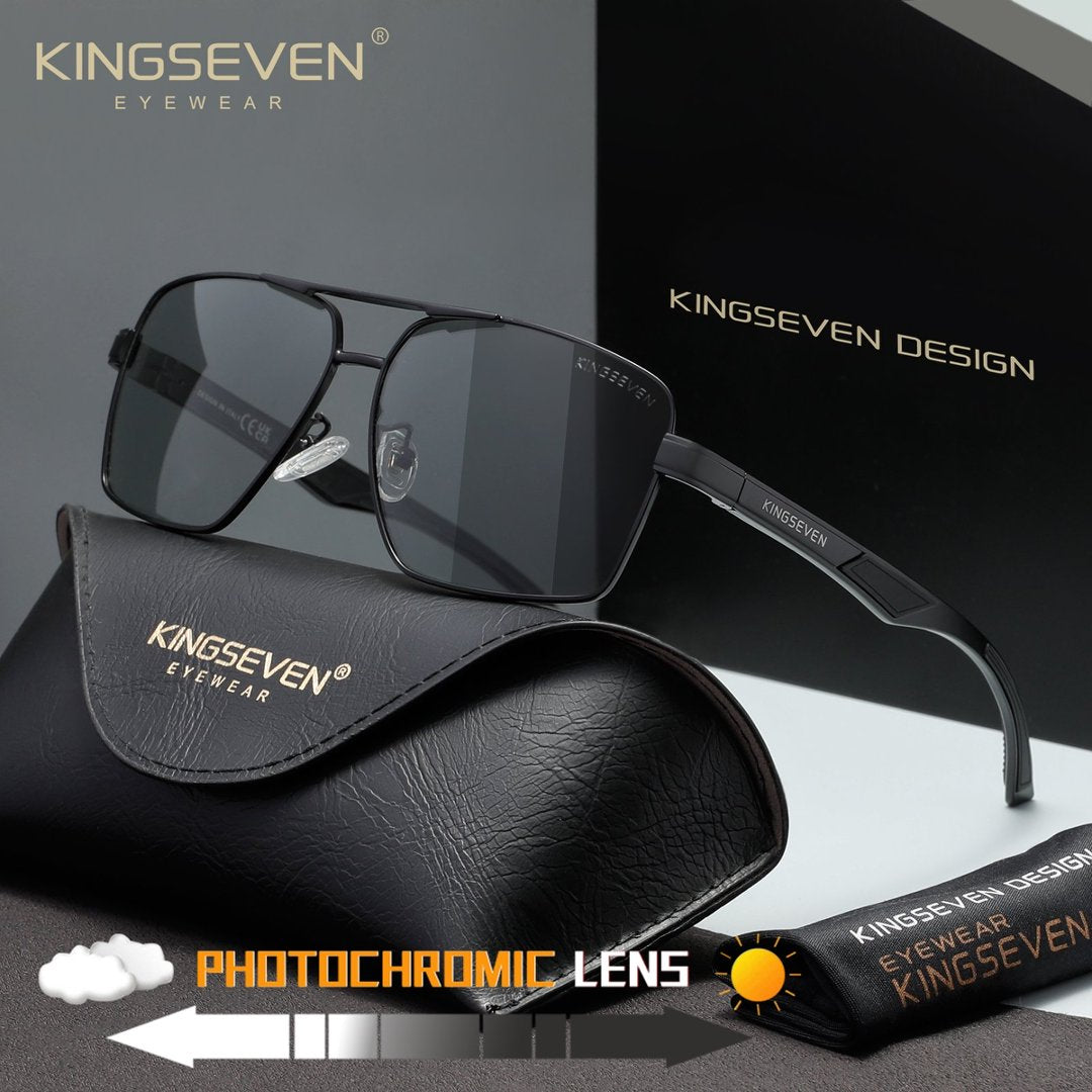 KINGSEVEN N7719 black-photochromic polorized sunglasses for men