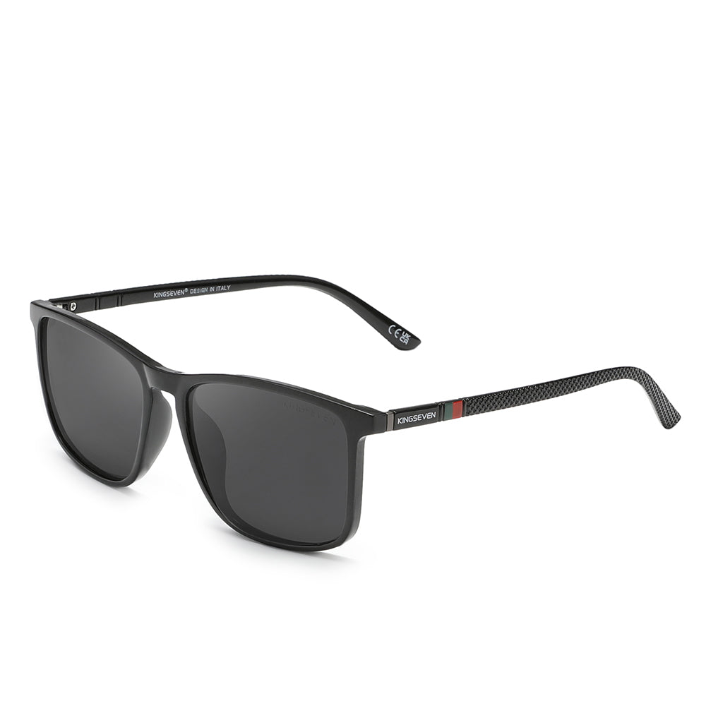 KINGSEVEN N7365 men shiny black gray polarized sunglasses TR90 frame