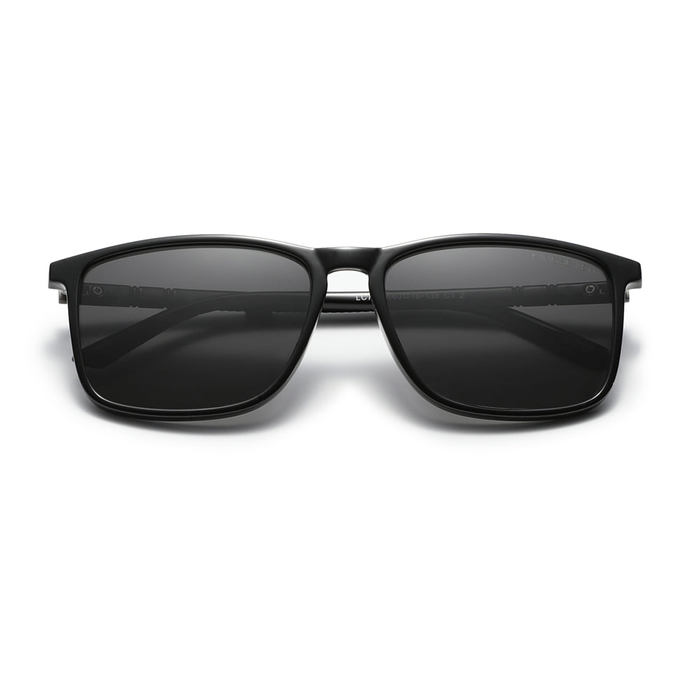 KINGSEVEN N7365 men shiny black gray polarized sunglasses TR90 frame