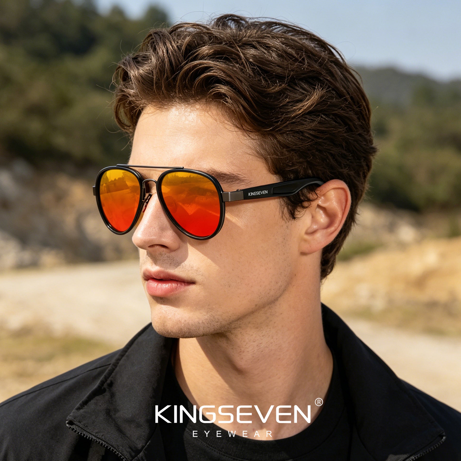 Man wearing KINGSEVEN LE796 sunglasses outdoor