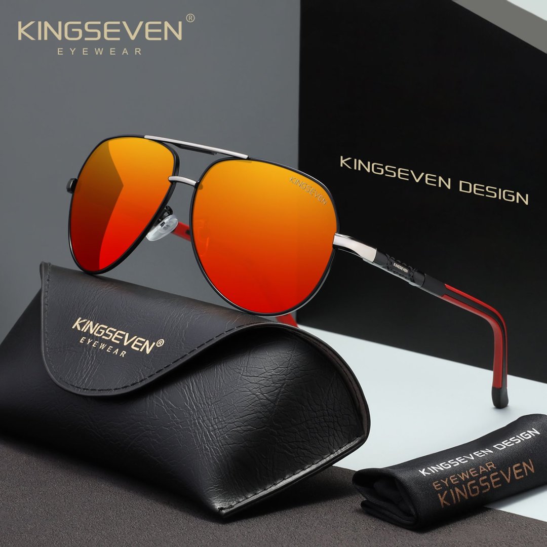 KINGSEVEN K725 silver red polarized sunglasses for men