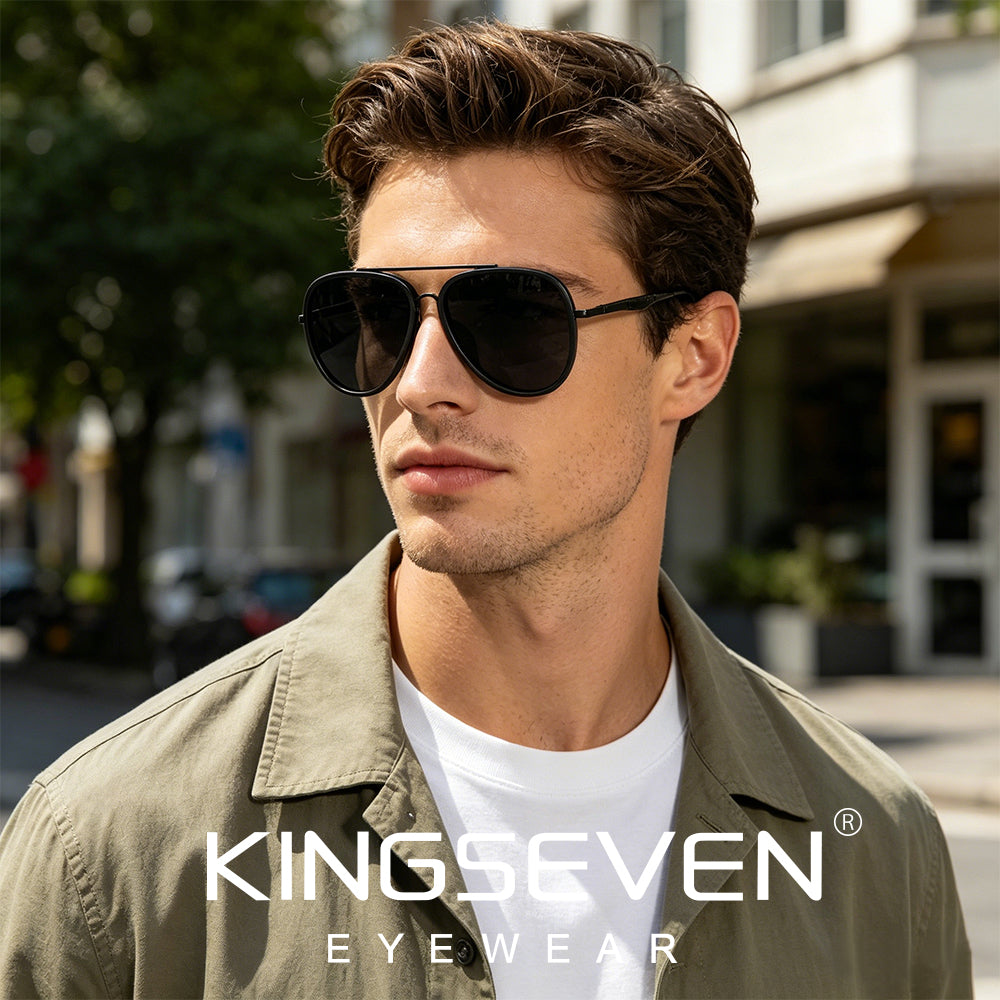 Man wearing KINGSEVEN N7936 sunglasses outdoor