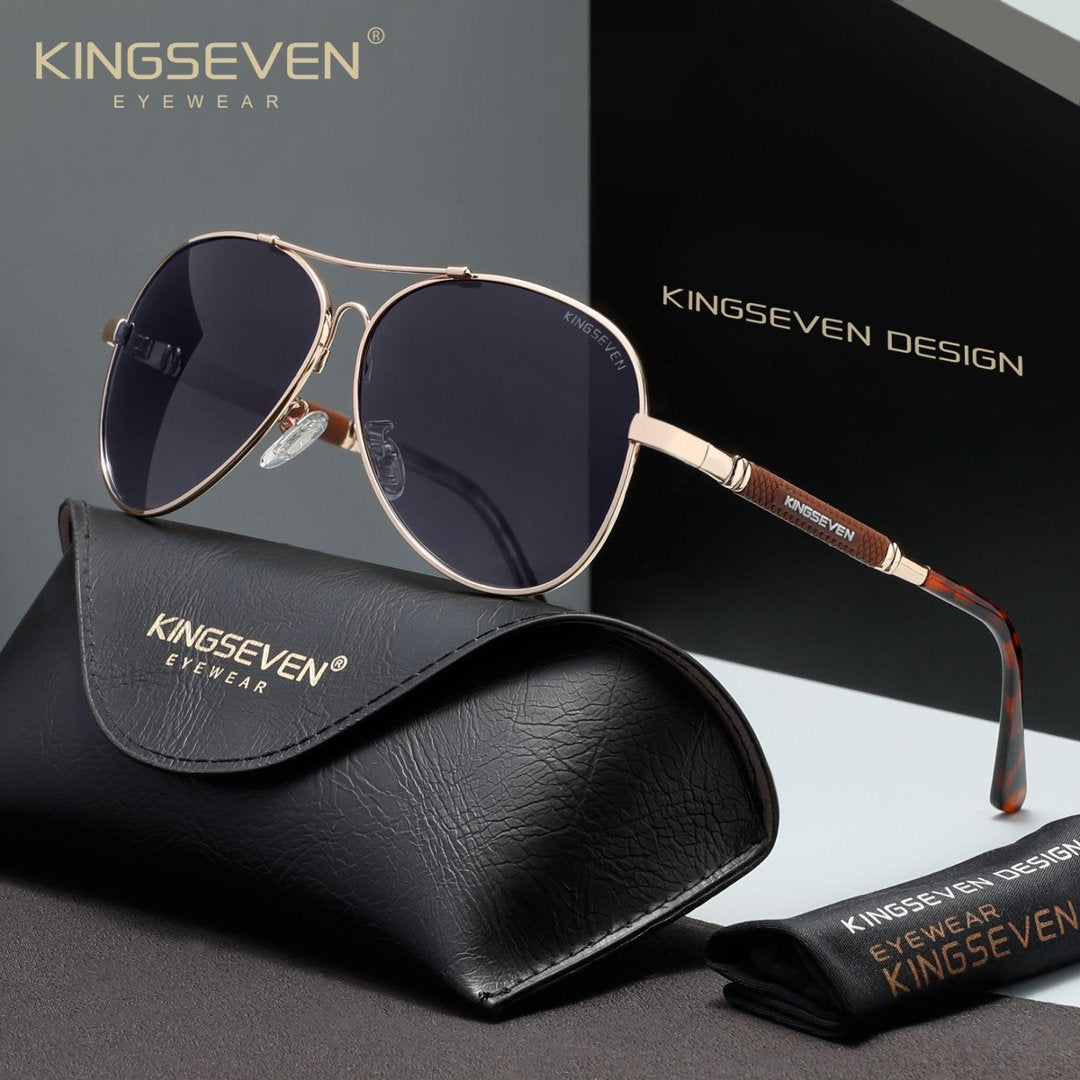KINGSEVEN N7730 gold gradient gray polorized sunglasses for men