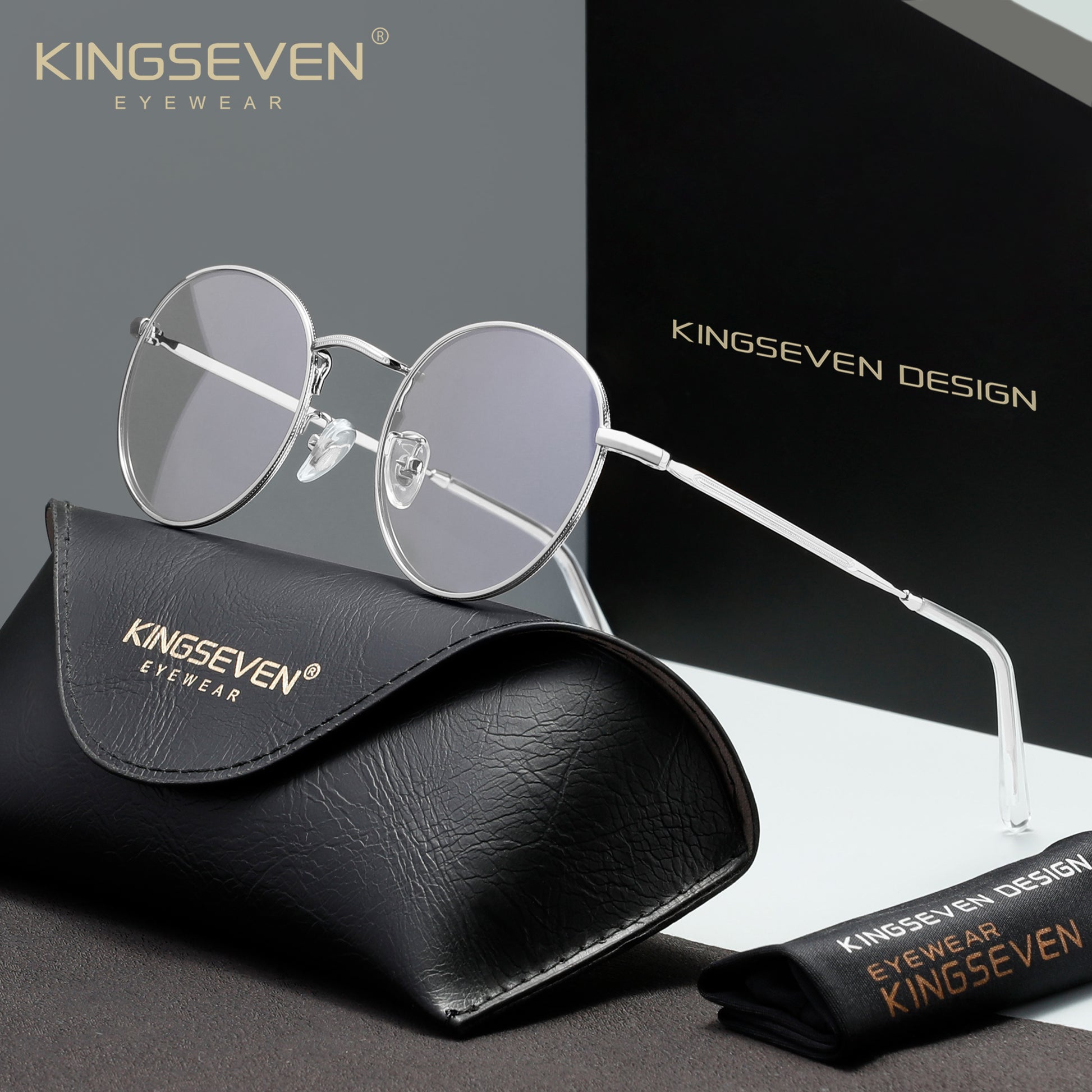 KINGSEVEN N4526 silver blue light sunglasses for men