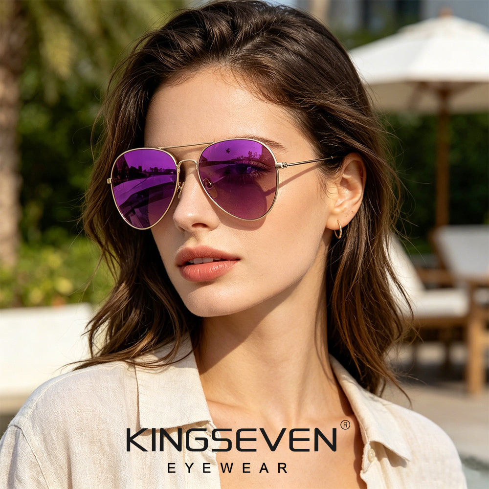 Woman wearing KINGSEVEN N7115 sunglasses outdoor