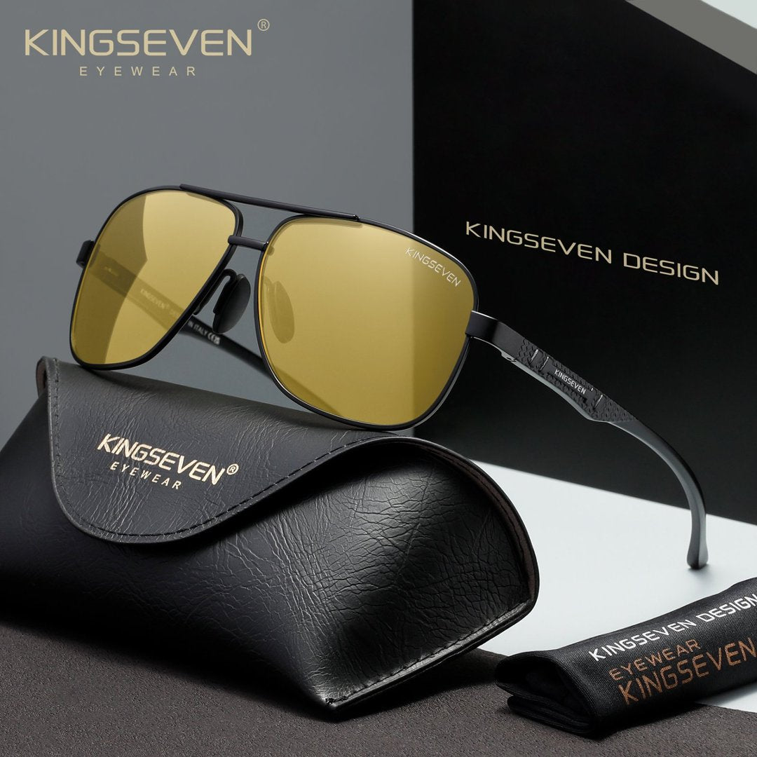KINGSEVEN N7188 black night vision polorized sunglasses for men
