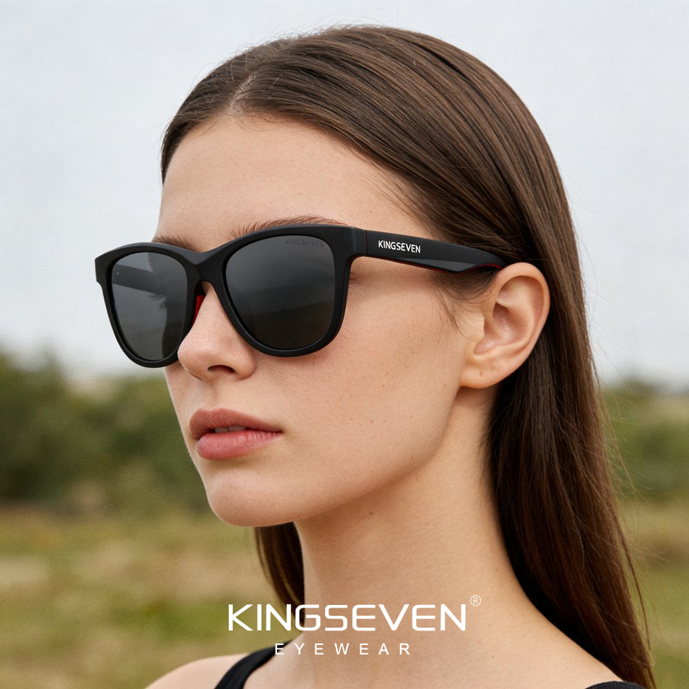 Woman wearing KINGSEVEN LE797 sunglasses outdoor
