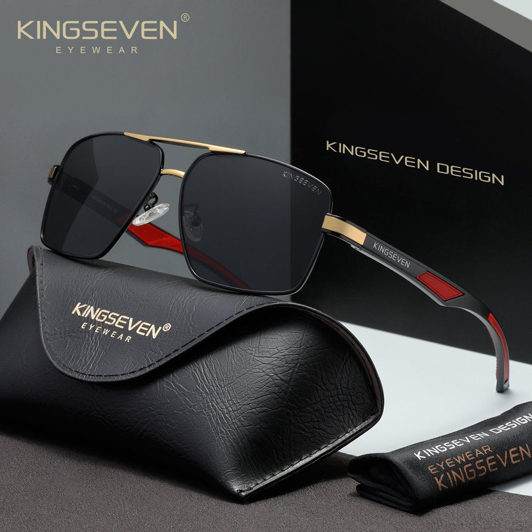 KINGSEVEN N7719 gold-gray polorized sunglasses for men