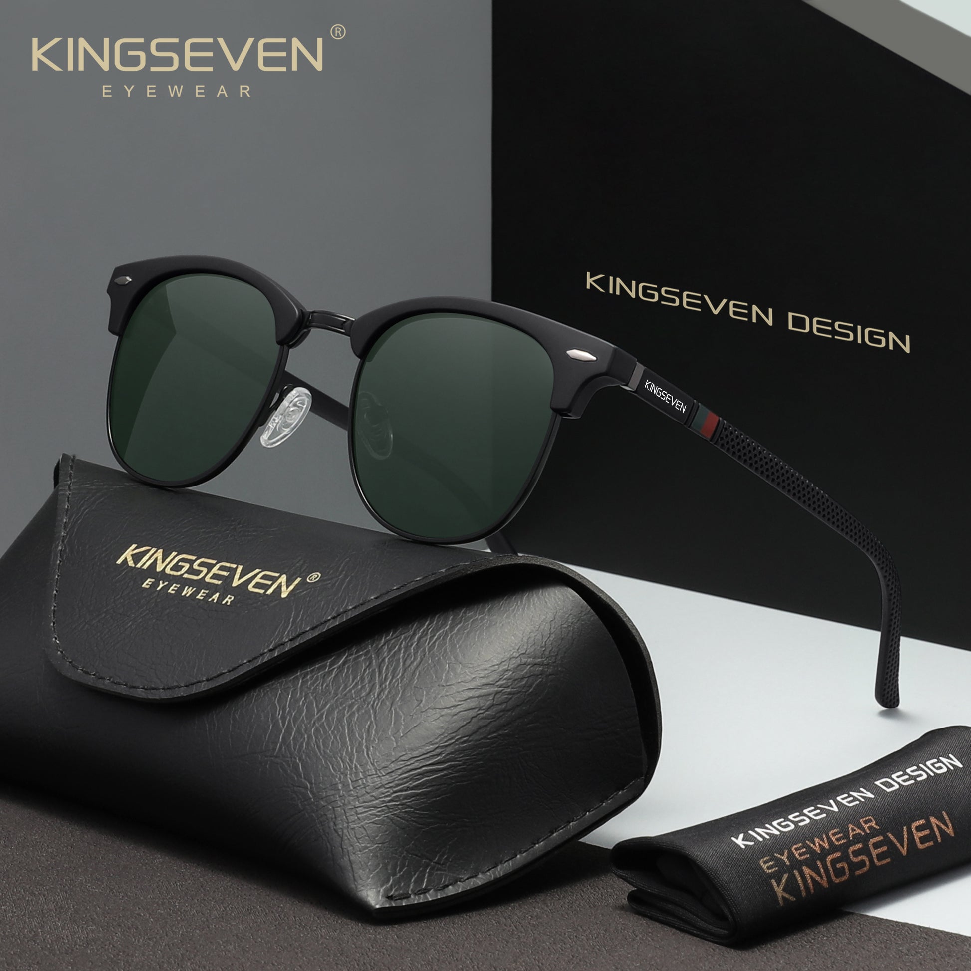KINGSEVEN N7016 black green polarized sunglasses