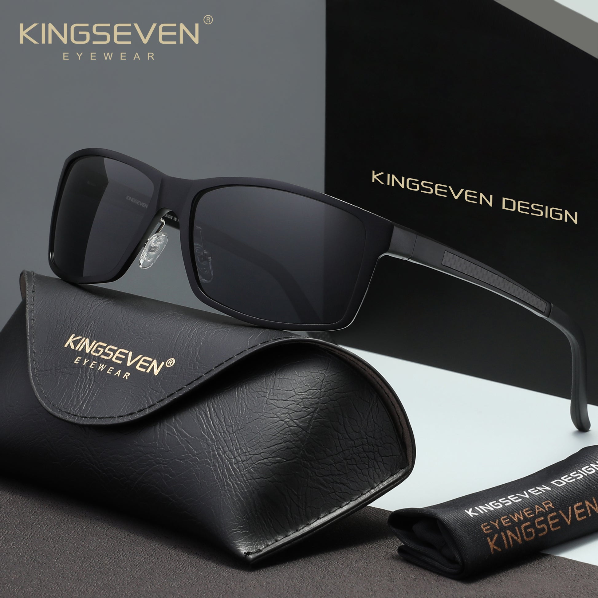 KINGSEVEN N7021 black-gray polarized sunglasses for men
