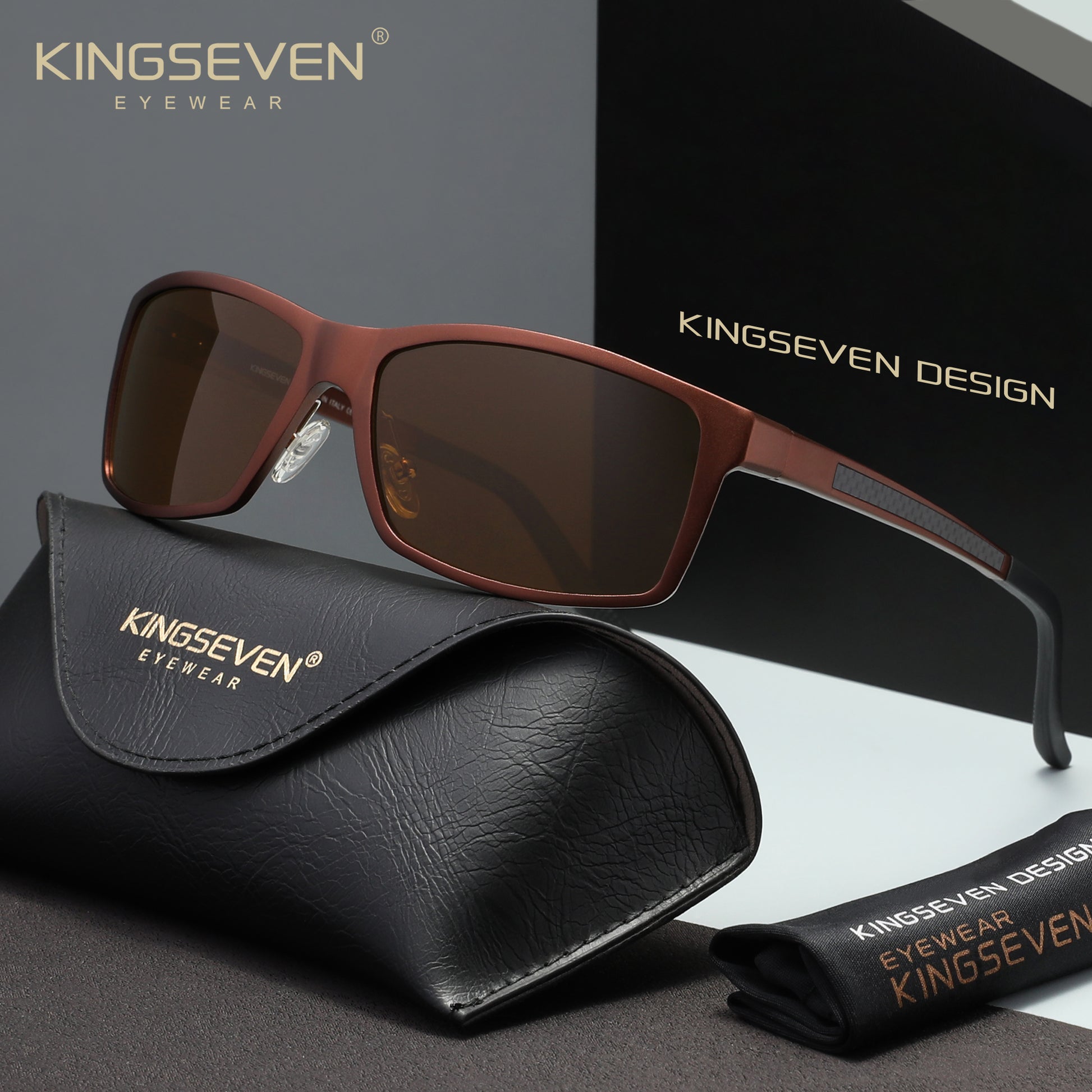 KINGSEVEN N7021 brown polarized sunglasses for men