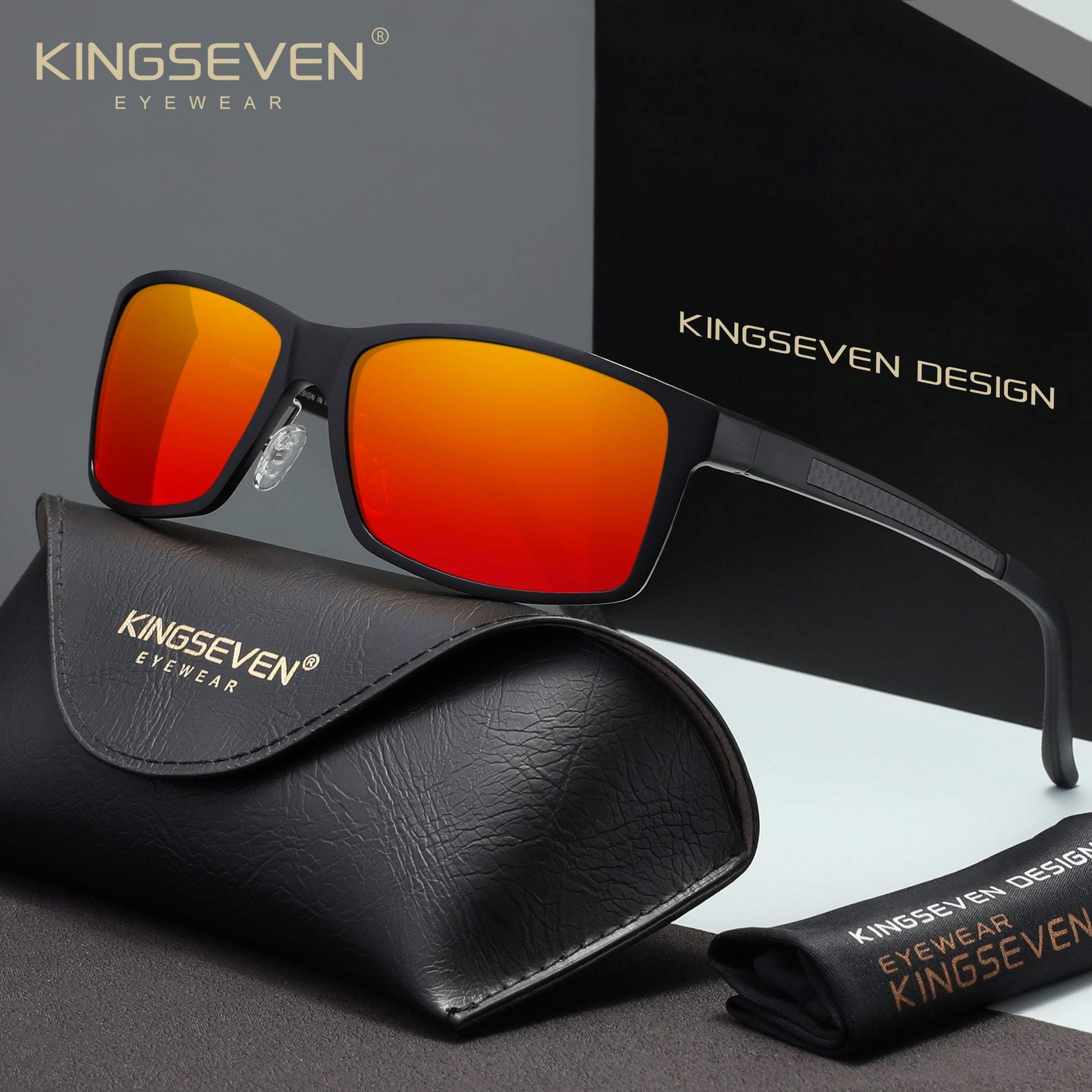KINGSEVEN N7021 red polarized sunglasses for men