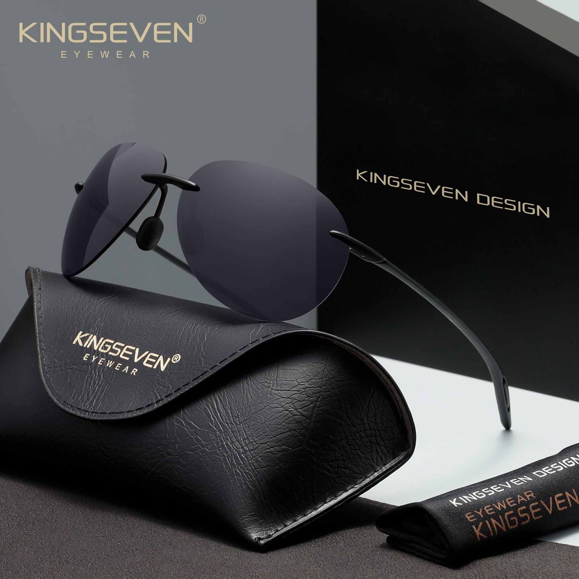 KINGSEVEN N7027 black polarized sunglasses for men
