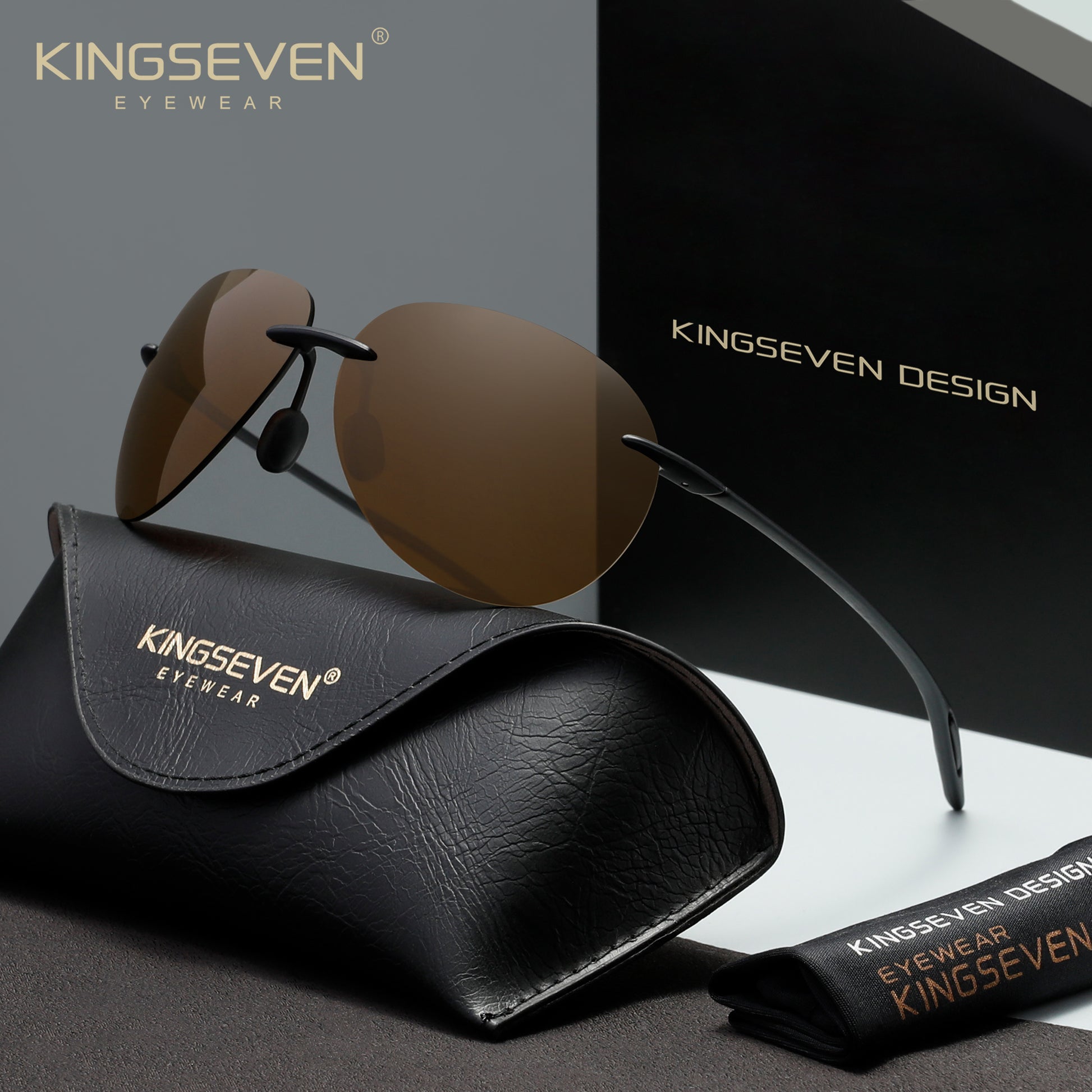 KINGSEVEN N7027 brown polarized sunglasses for men