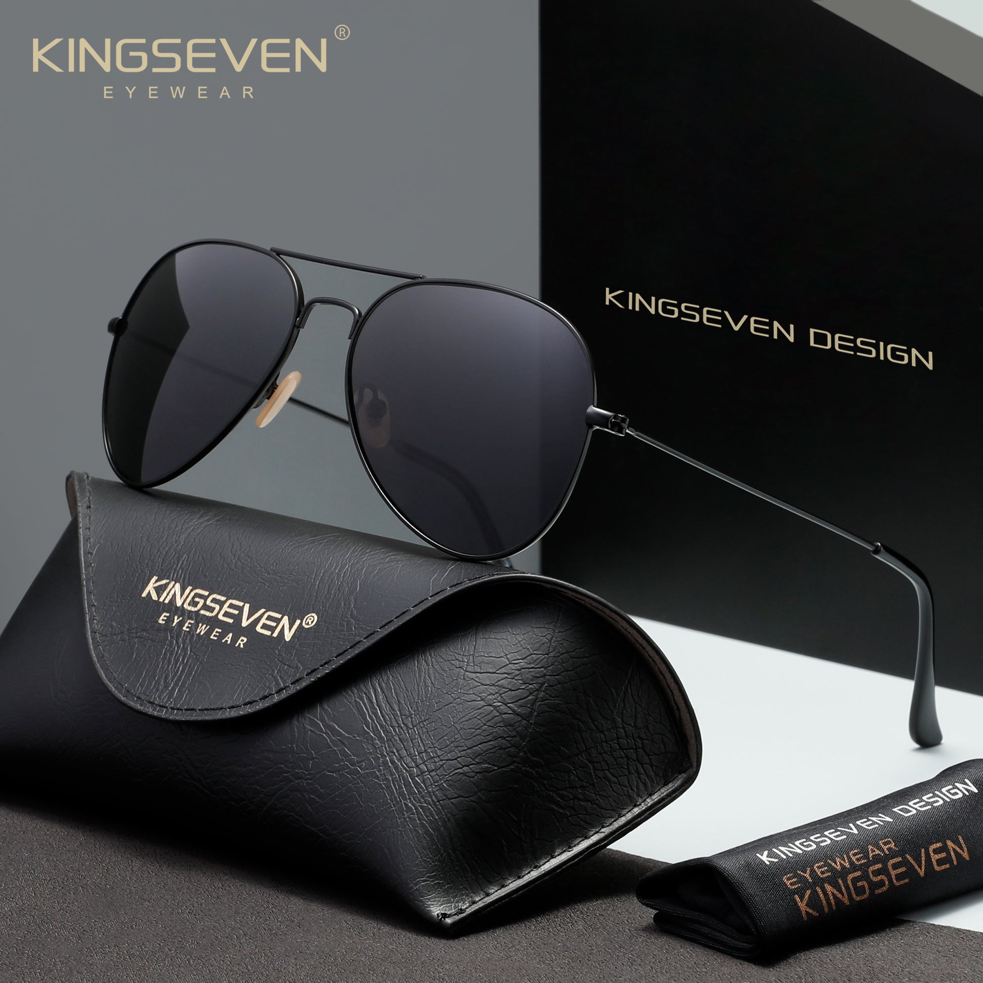 KINGSEVEN N7115 black-gray polarized sunglasses for men