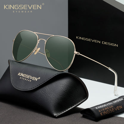 KINGSEVEN N7115 gold-green polarized sunglasses for men