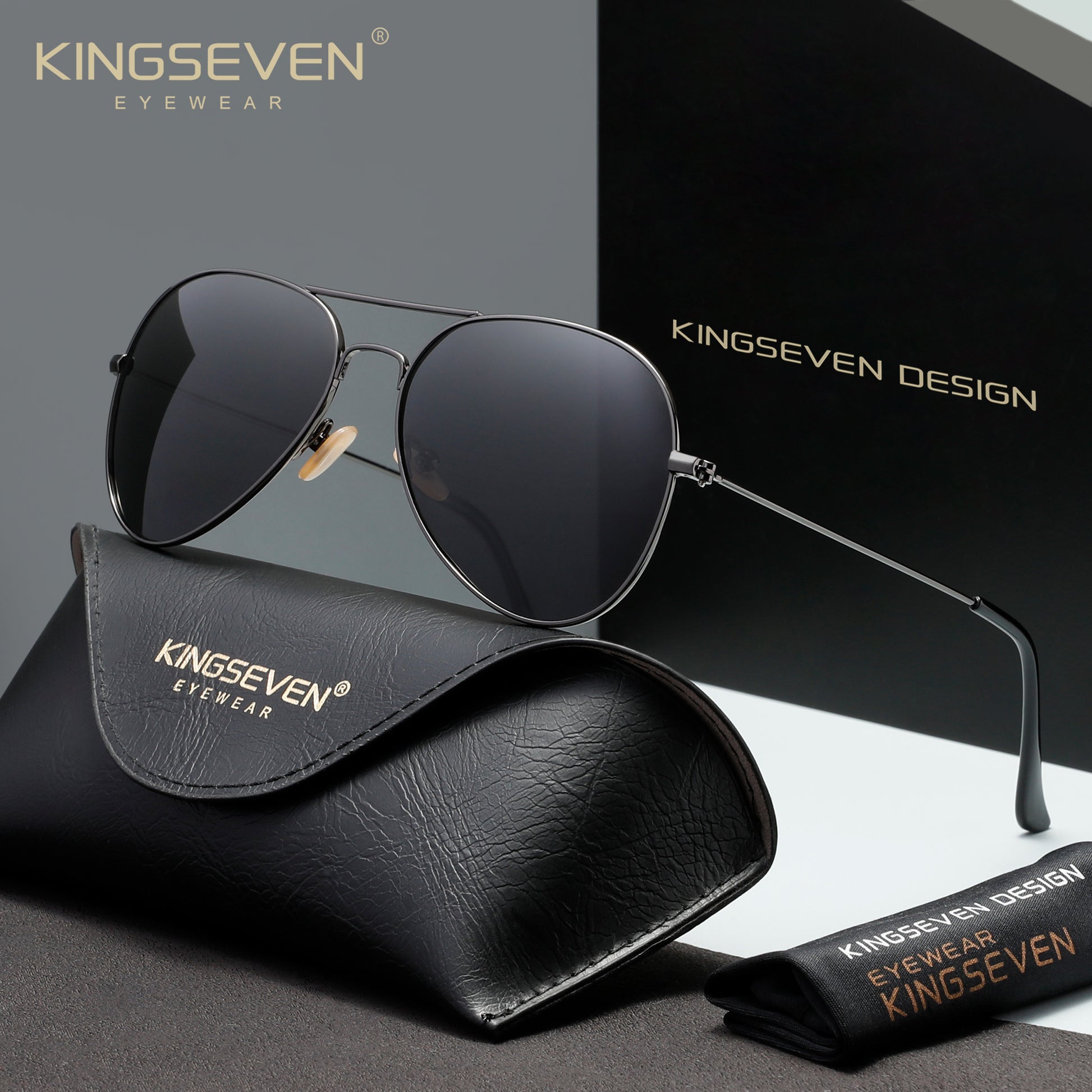 KINGSEVEN N7115 gun-gray polarized sunglasses for men
