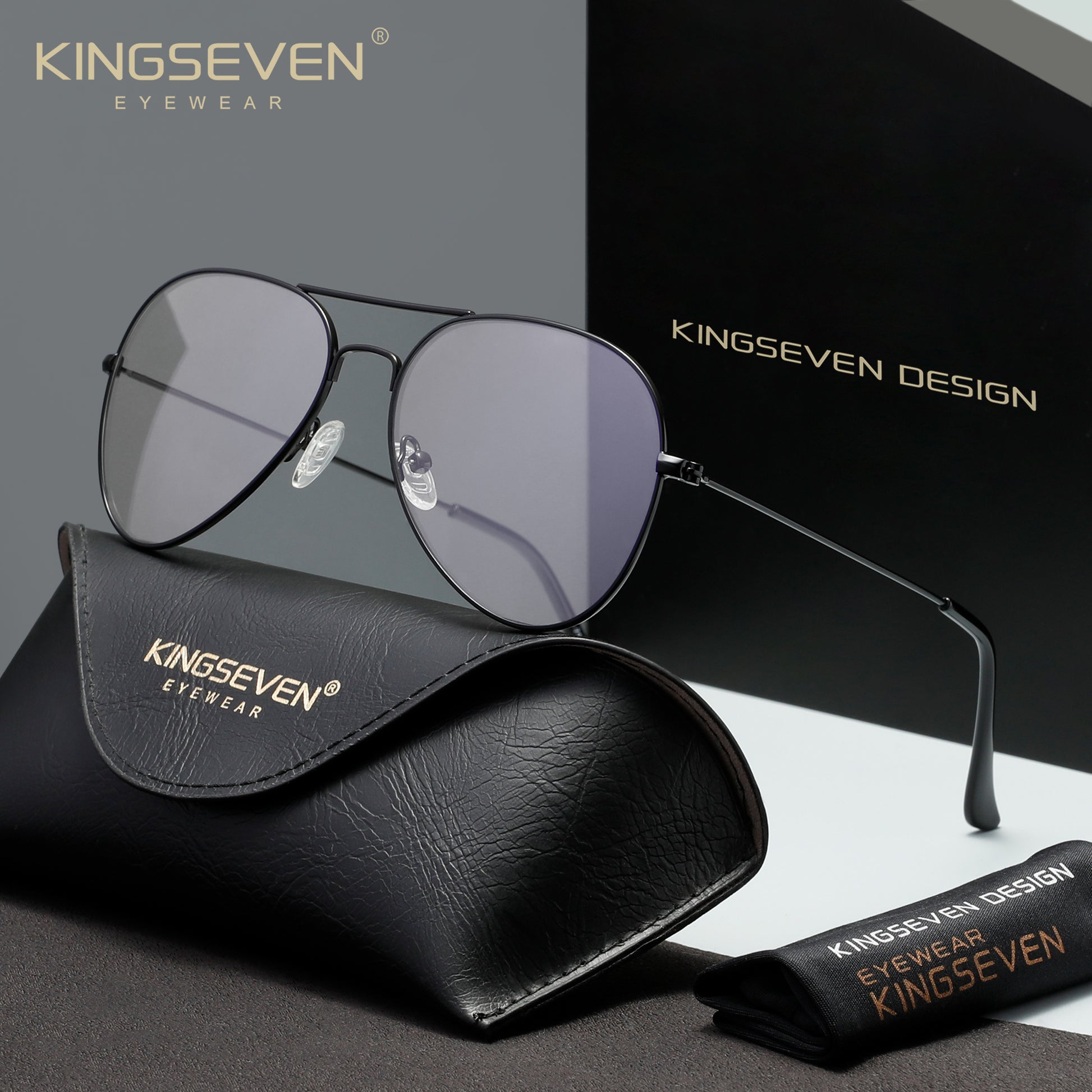 KINGSEVEN N7715 black 45% blue-light blocking sunglasses for men