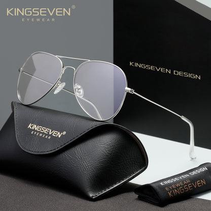 KINGSEVEN N7715 silver 45% blue-light blocking sunglasses for men