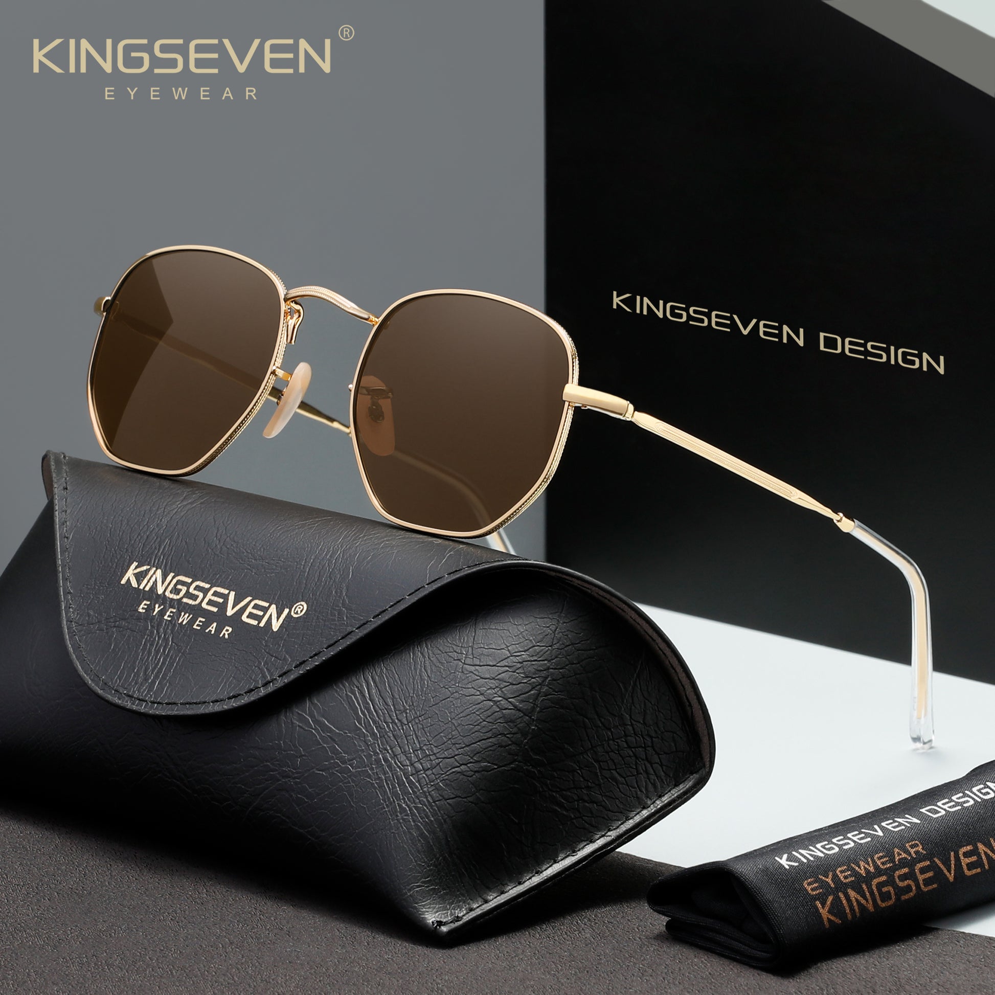 KINGSEVEN N7116 brown polarized sunglasses