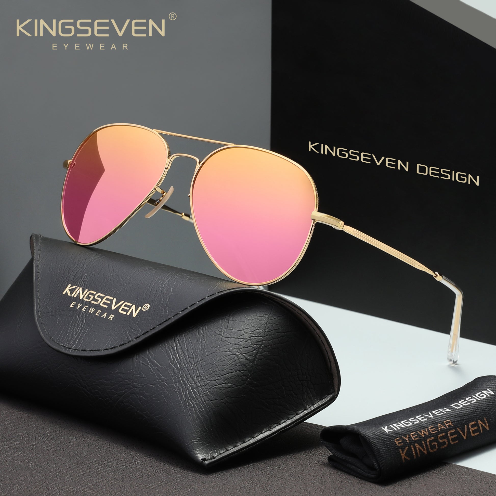 KINGSEVEN N7117 pink polarized sunglasses for  women