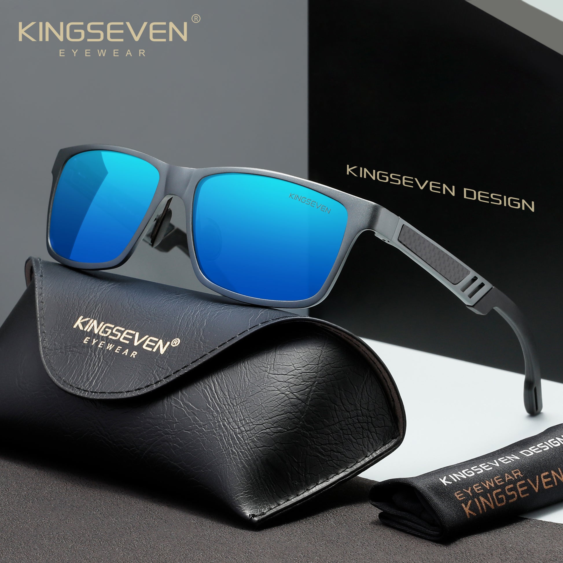 KINGSEVEN N7180 gun-blue polarized sunglasses for men