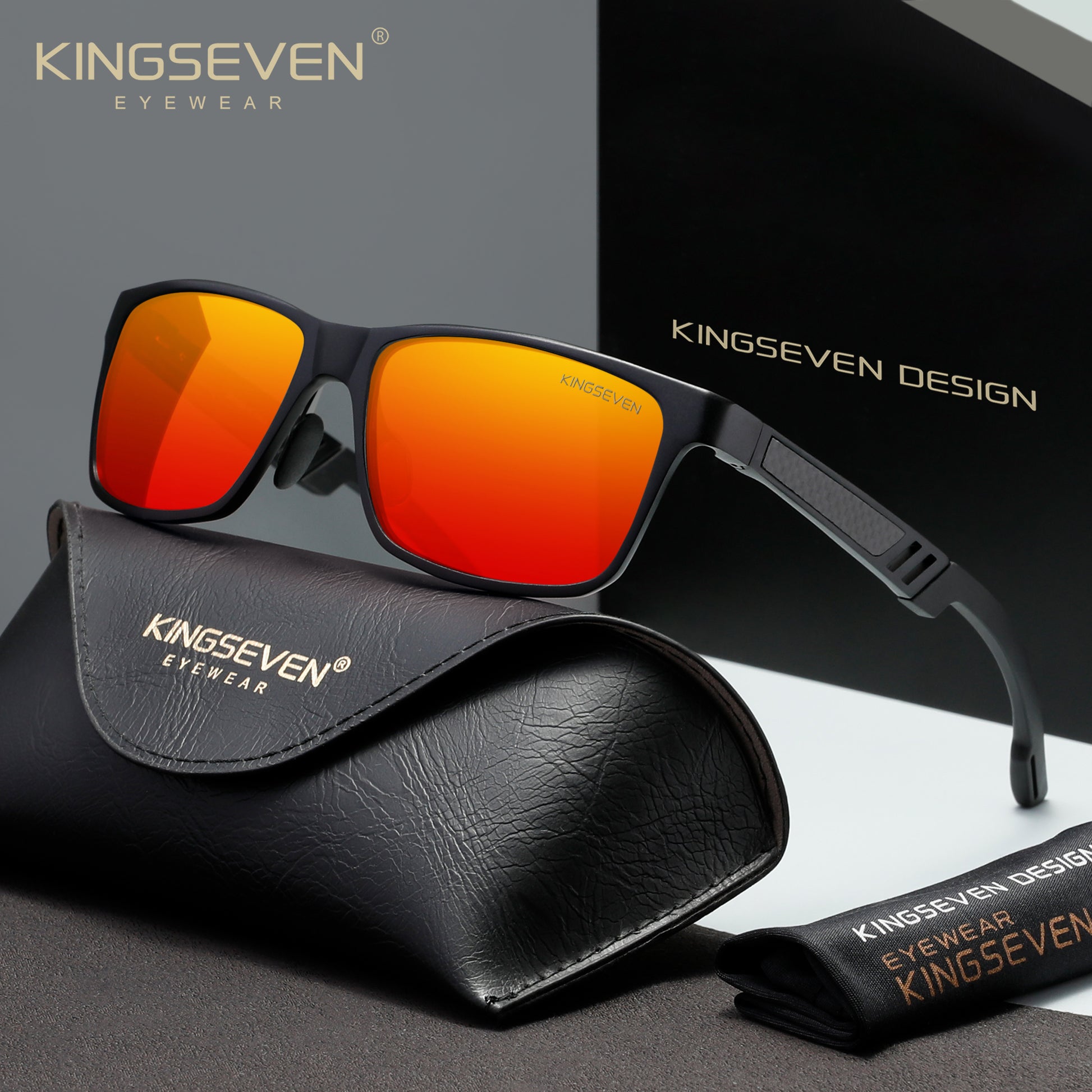 KINGSEVEN N7180 black-red polarized sunglasses for men