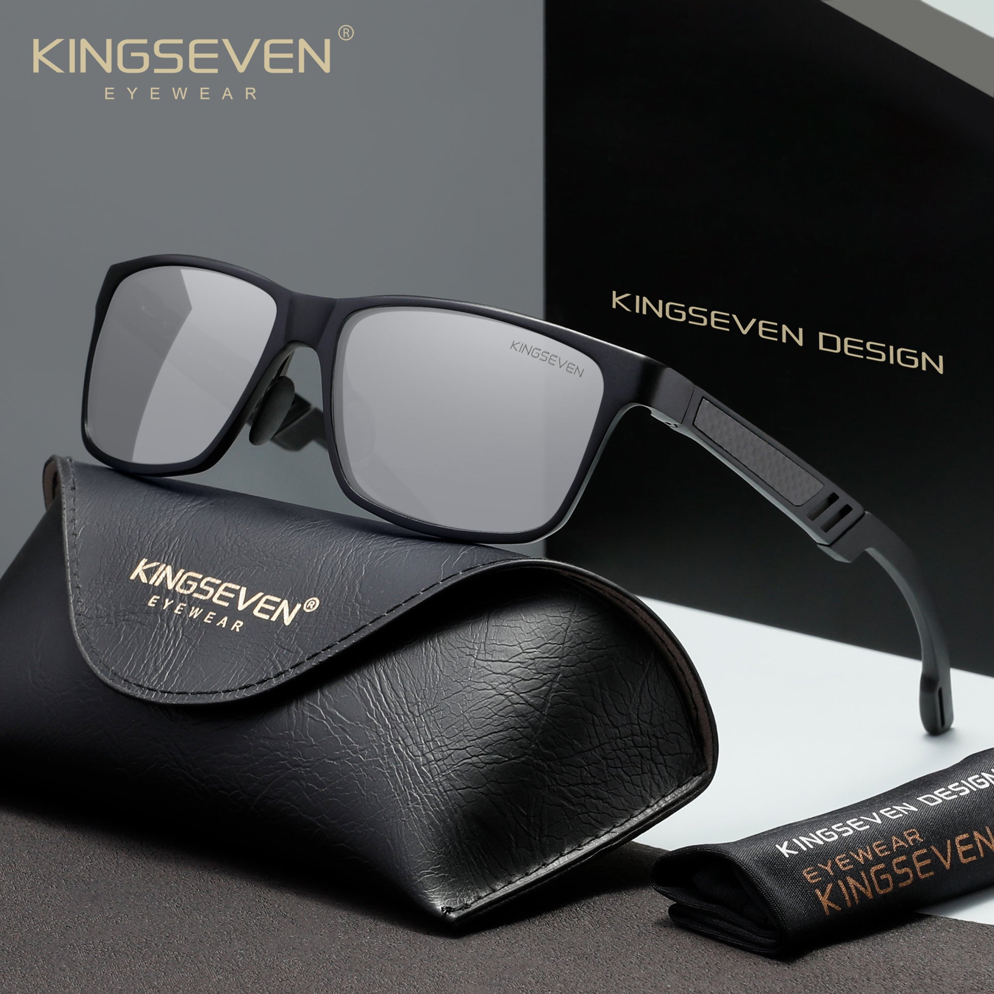 KINGSEVEN N7180 black-white polarized sunglasses for men