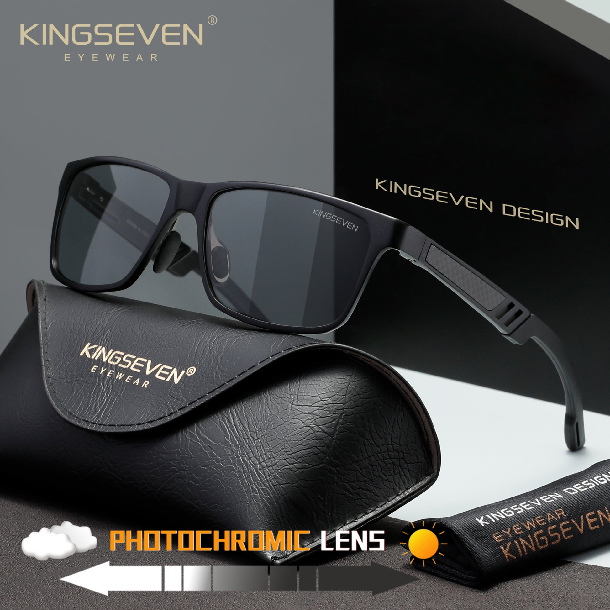 KINGSEVEN N7180 black-photochromic polarized sunglasses for men
