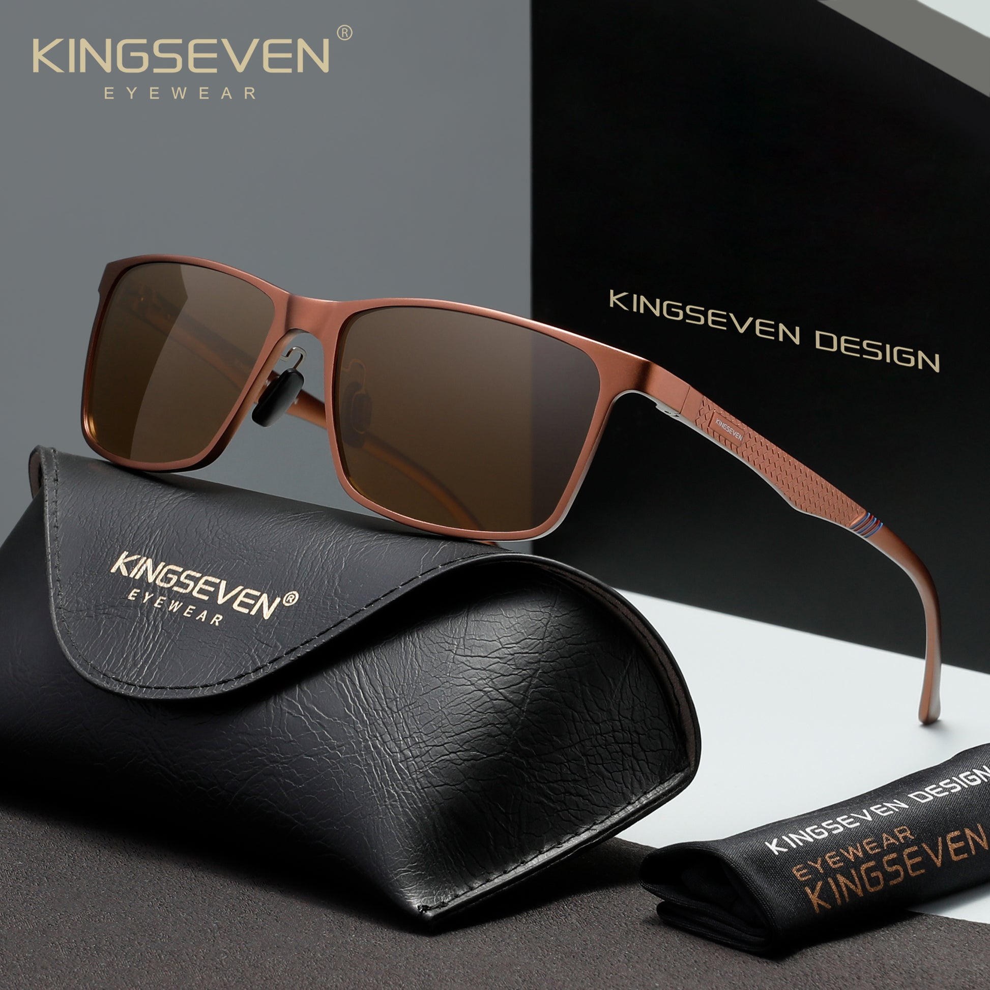 KINGSEVEN N7190 brown polarized sunglasses for men