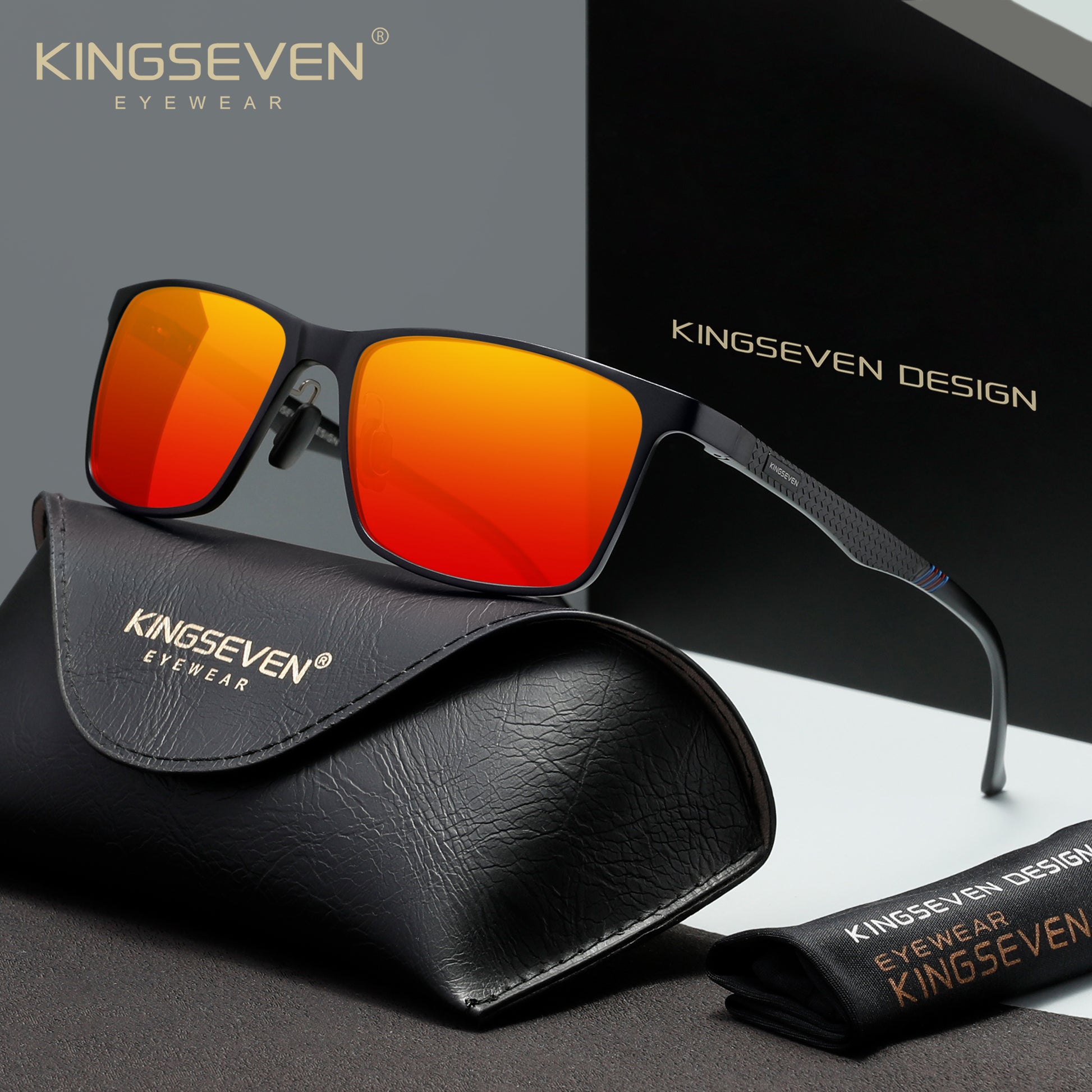 KINGSEVEN N7190 black-red polarized sunglasses for men