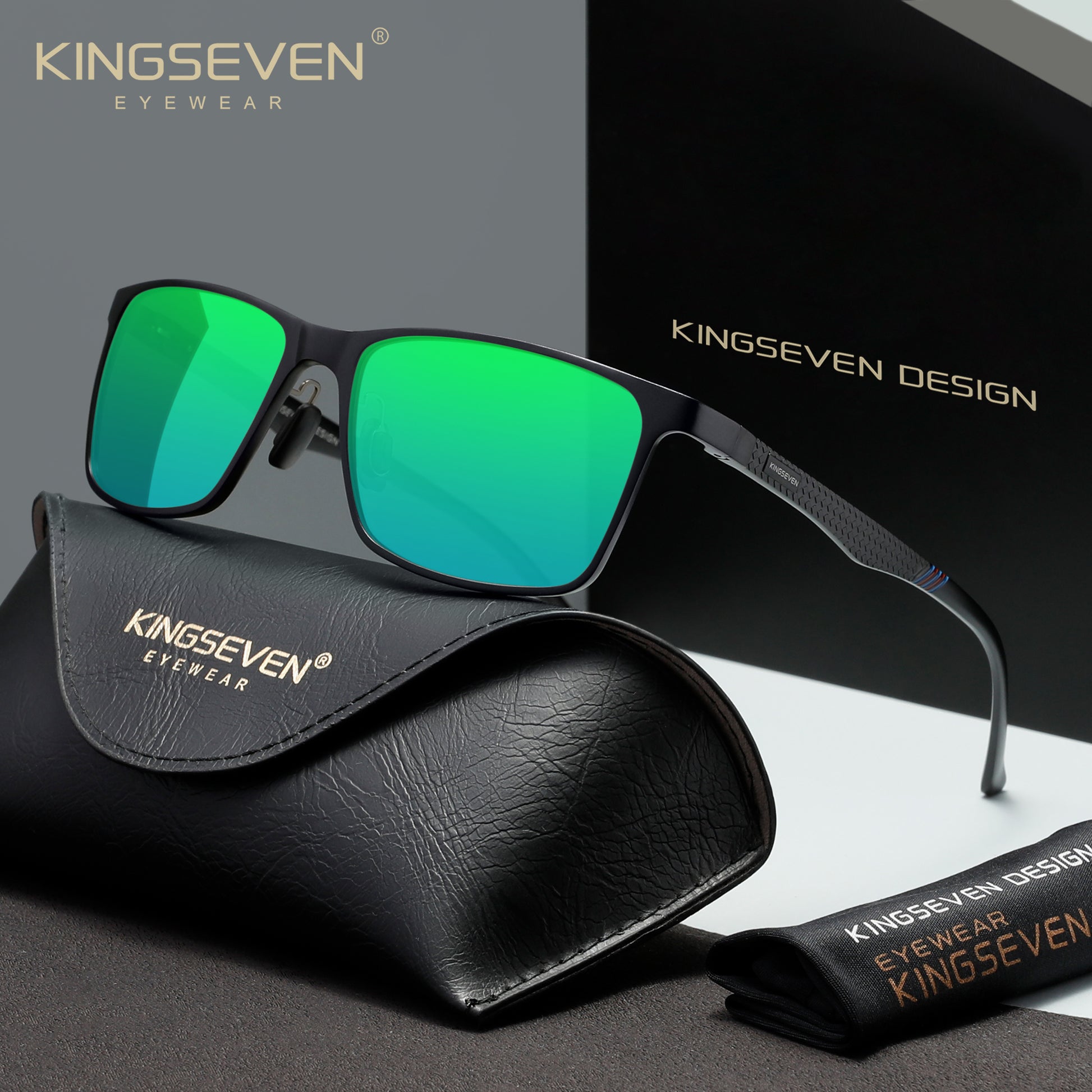 KINGSEVEN N7190 black-green polarized sunglasses for men