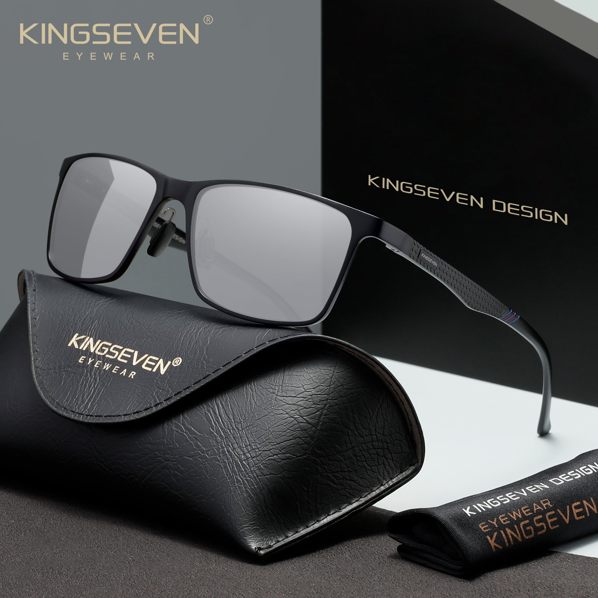 KINGSEVEN N7190 black-white polarized sunglasses for men