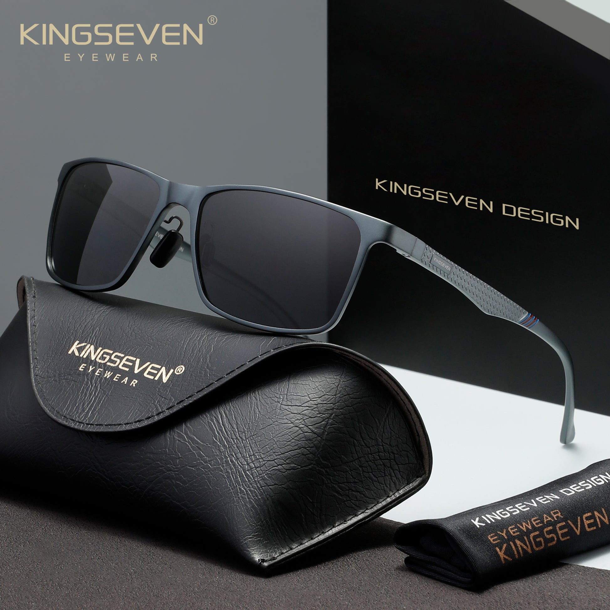 KINGSEVEN N7190 gun-gray polarized sunglasses for men