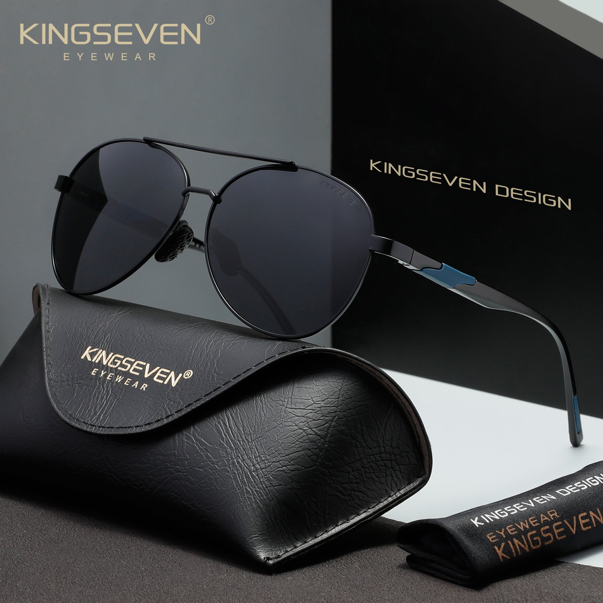 KINGSEVEN N7228 black-blue-gray polarized sunglasses for men