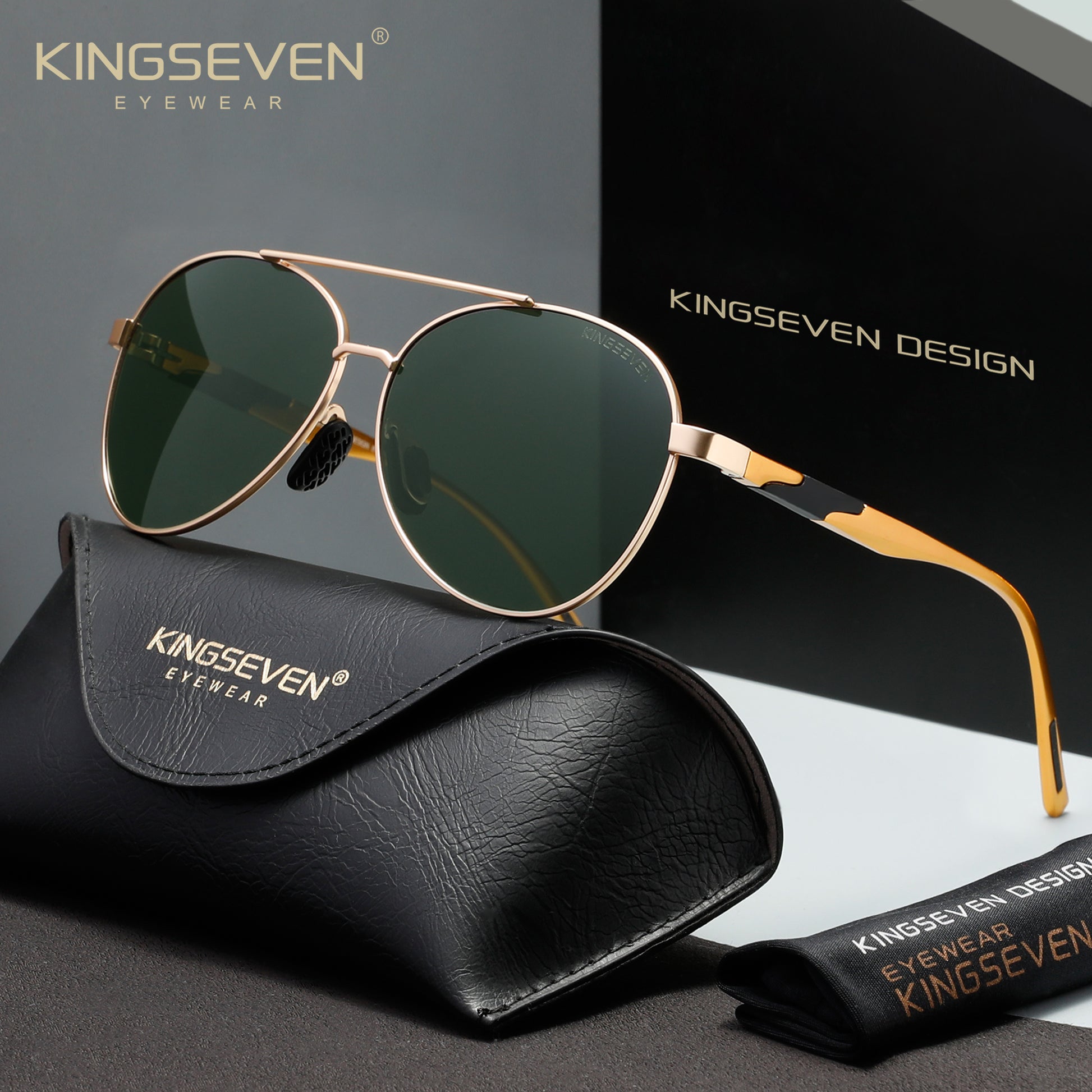 KINGSEVEN N7228 green polarized sunglasses for men