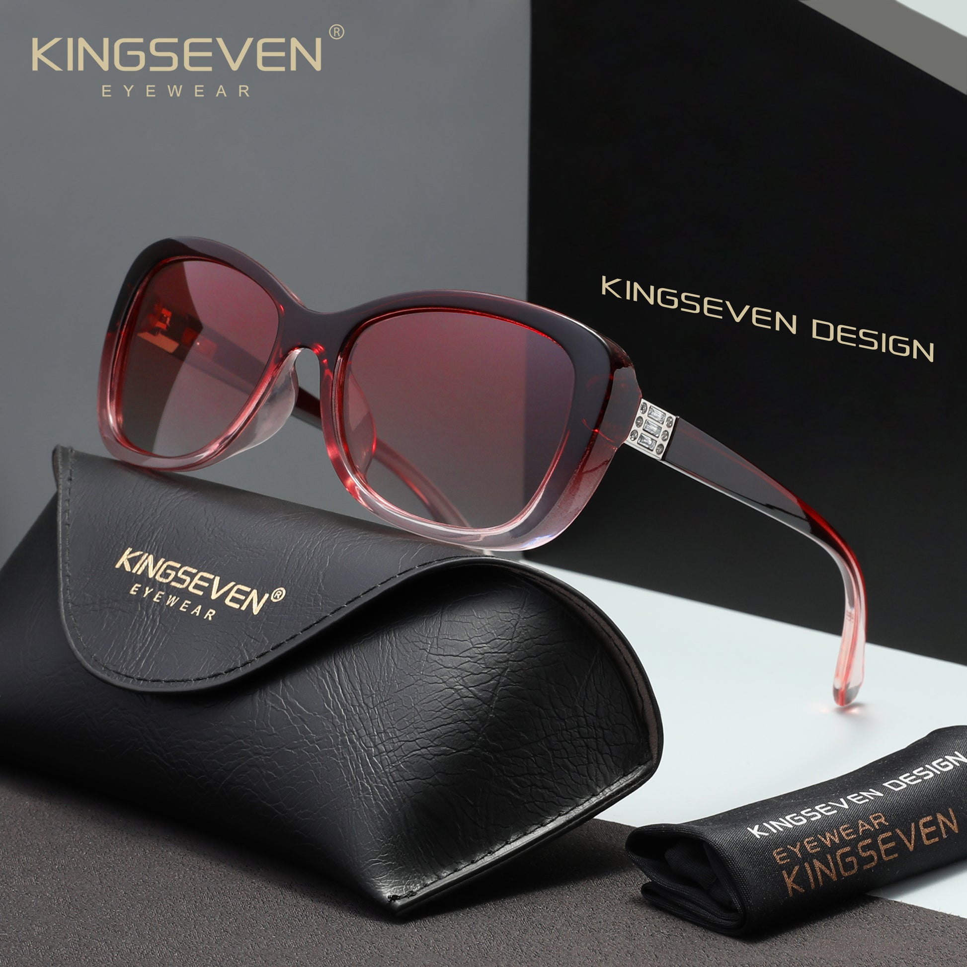 KINGSEVEN N7260 red polarized sunglasses for women