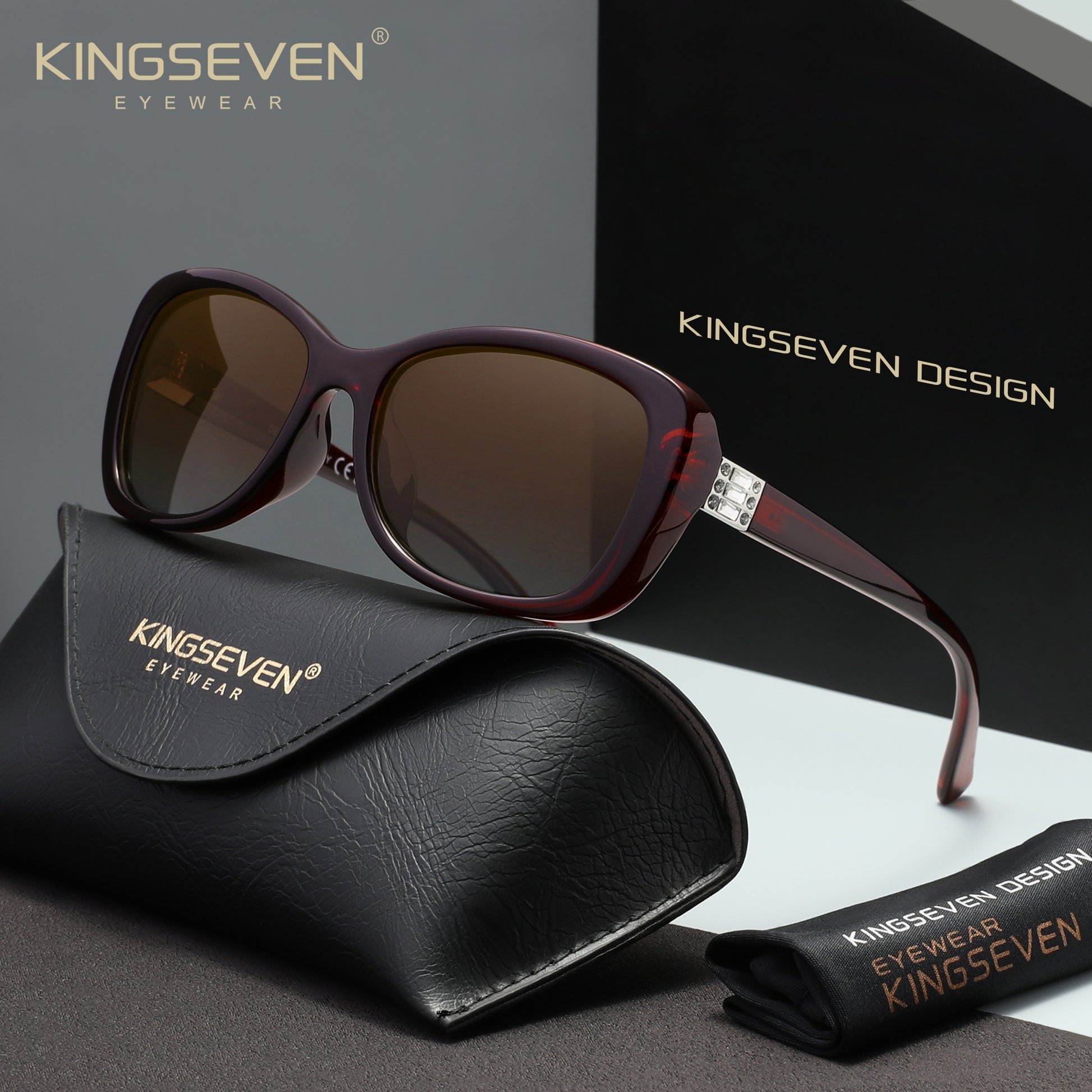 KINGSEVEN N7260 coffee polarized sunglasses for women