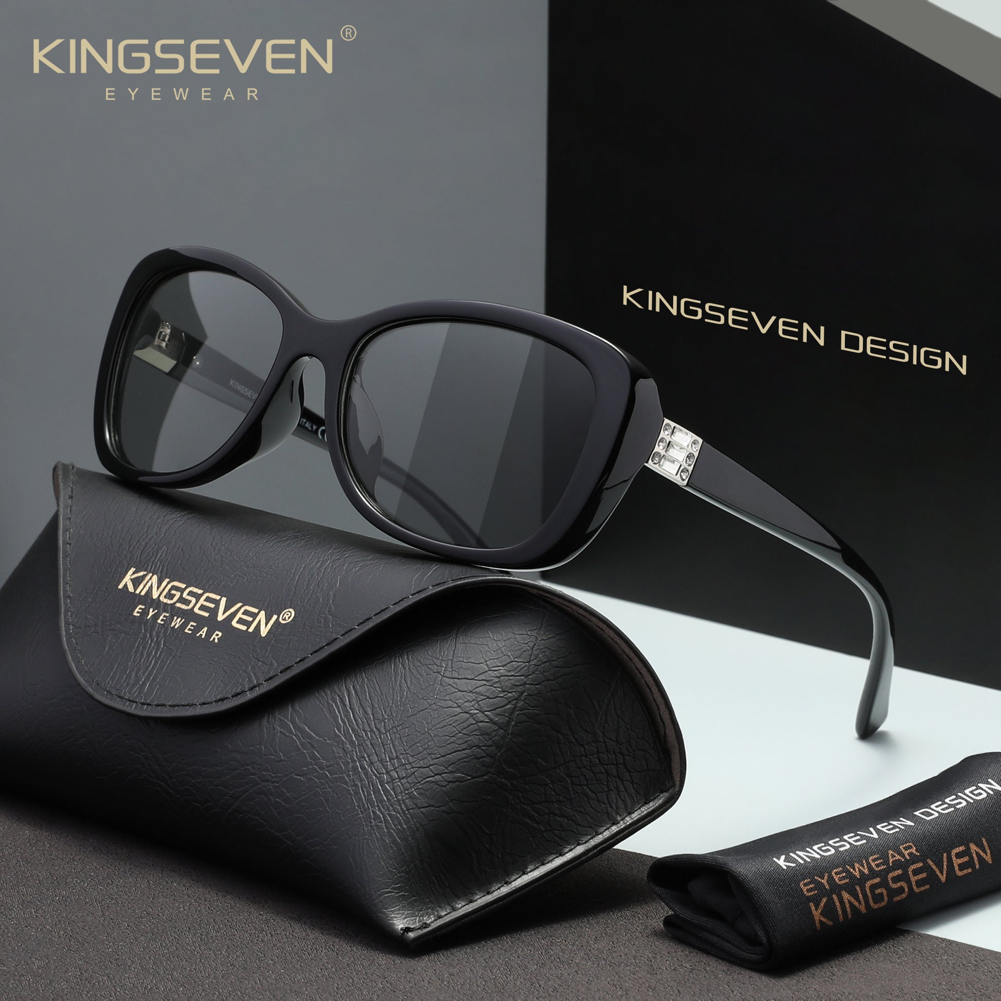 KINGSEVEN N7260 black polarized sunglasses for women