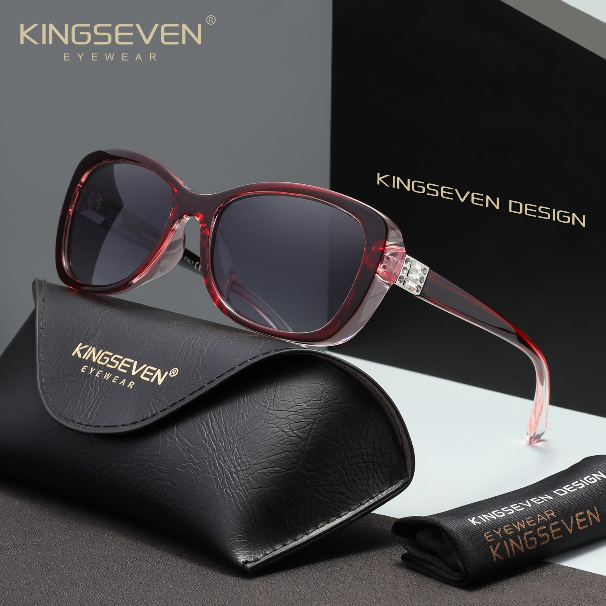 KINGSEVEN N7260 red-gray polarized sunglasses for women