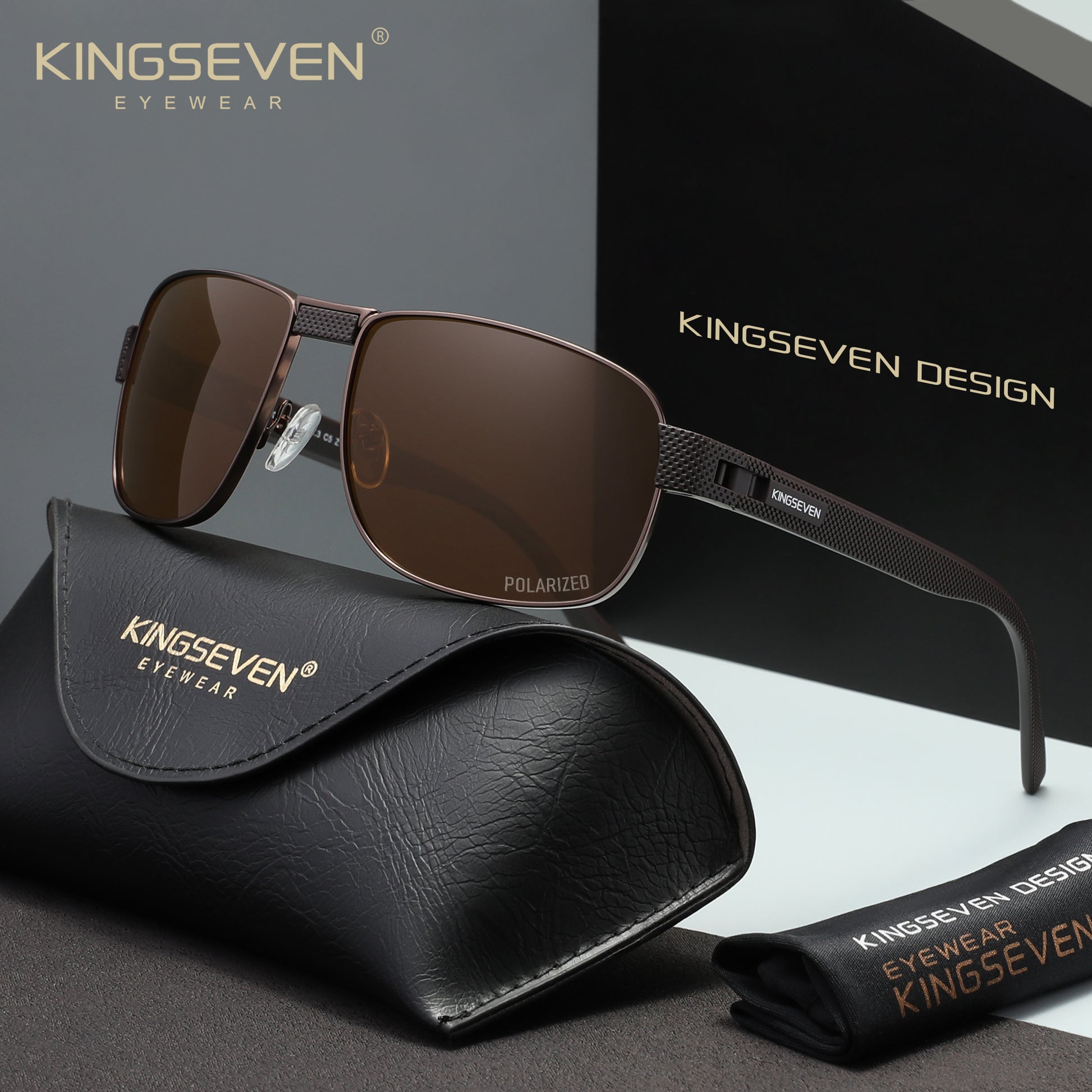 KINGSEVEN N7309 brown polarized sunglasses for men
