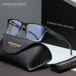 KINGSEVEN N7356 shiny-black blue light sunglasses