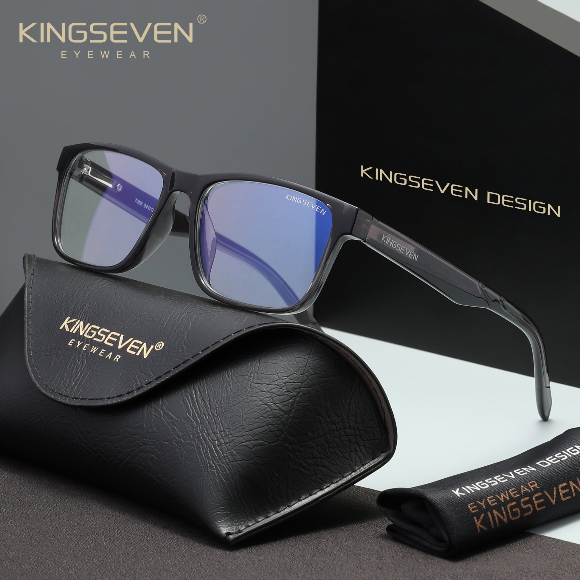 KINGSEVEN N7356 shiny-gray blue light sunglasses