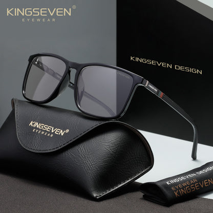 KINGSEVEN N7365 shiny-black blue light sunglasses