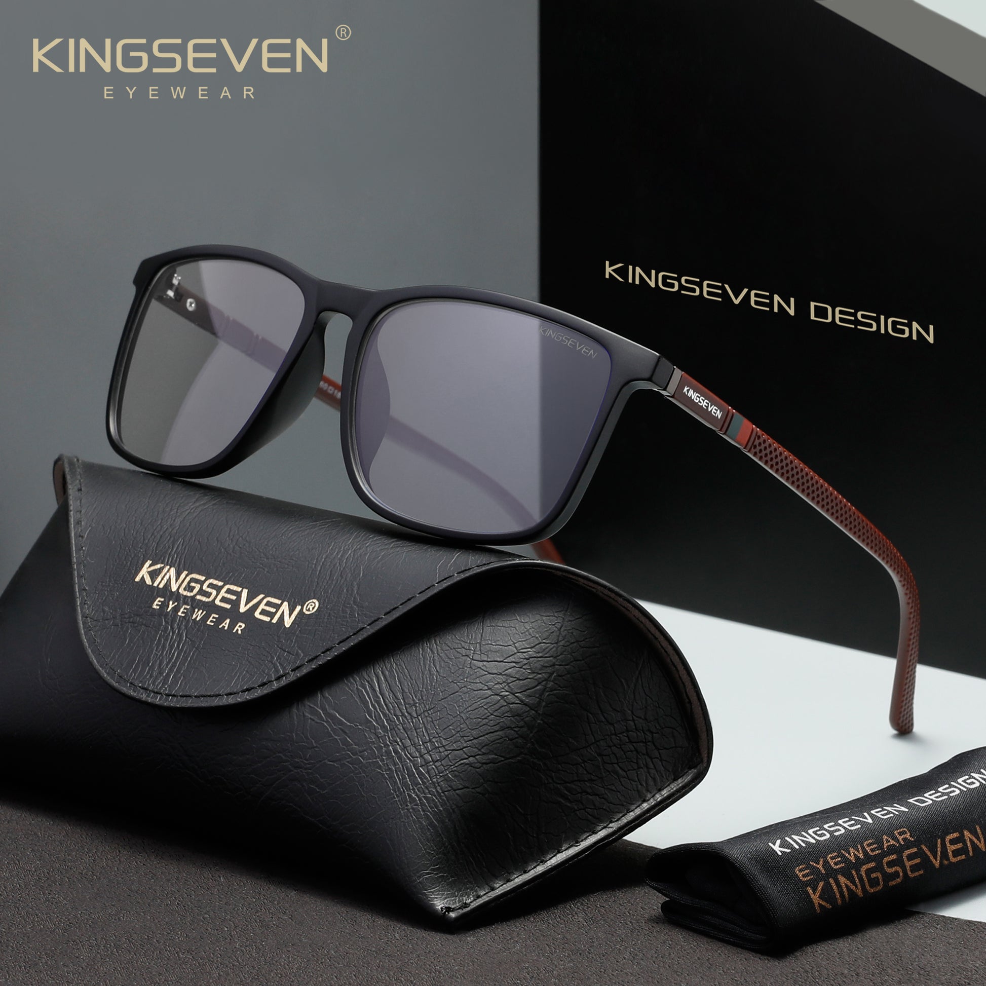 KINGSEVEN N7365 matte-black blue light sunglasses