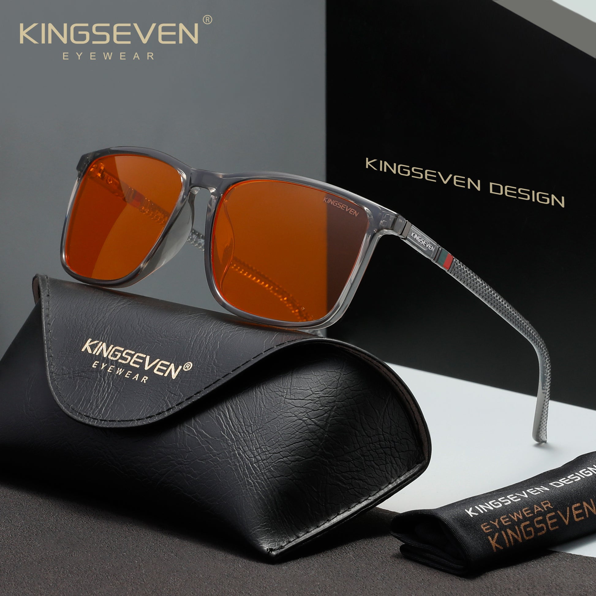 KINGSEVEN N7365 shiny-black 99% blue light sunglasses