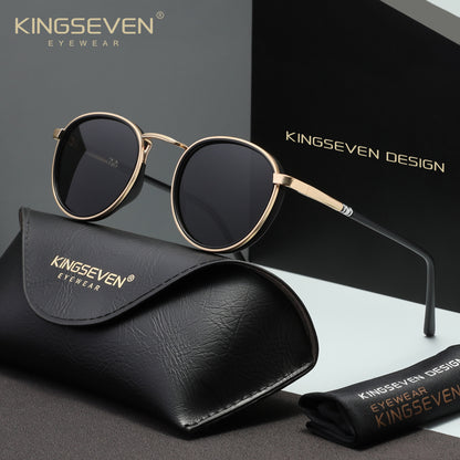 KINGSEVEN N7375 gold-gray polarized sunglasses for men