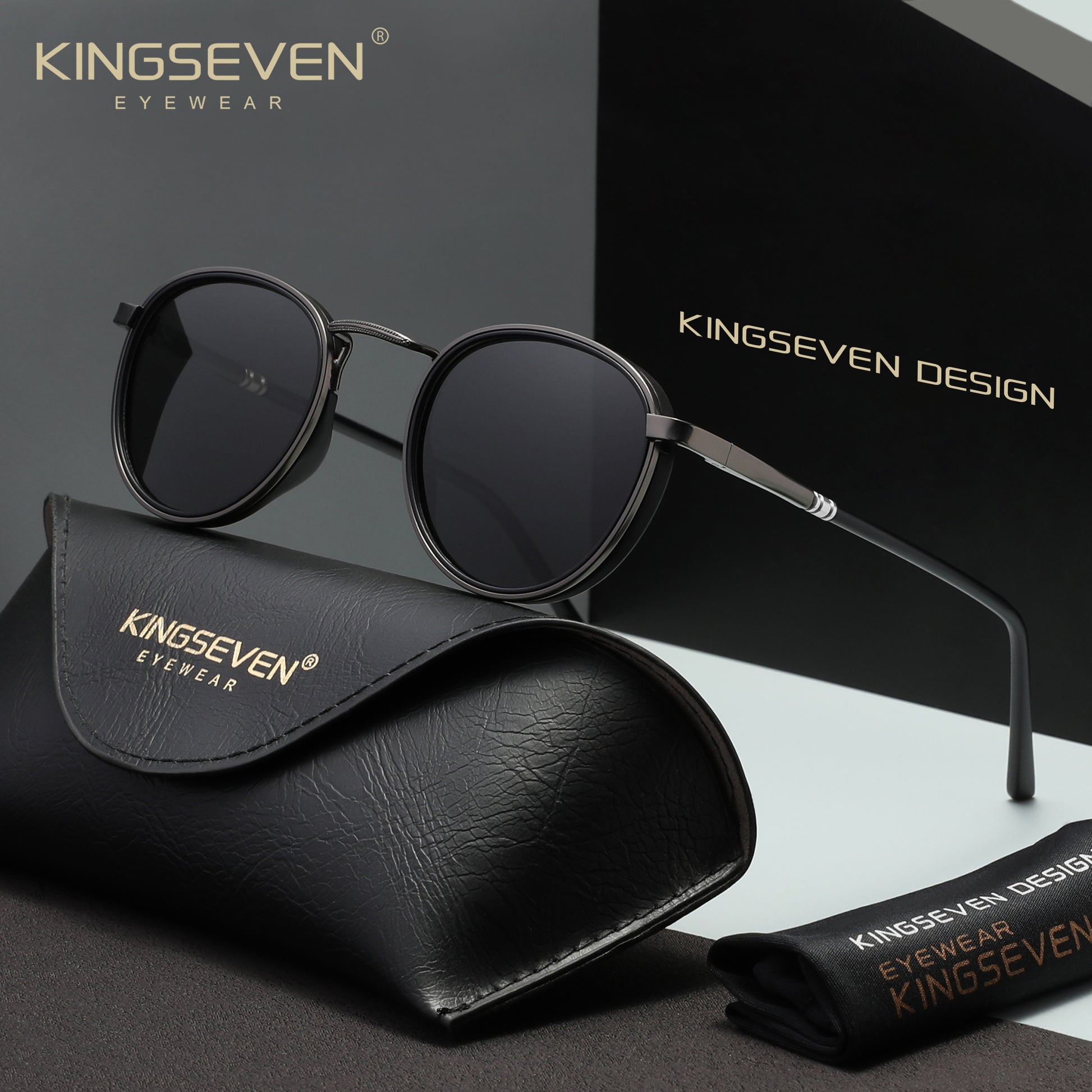 KINGSEVEN N7375 gun-gray polarized sunglasses for men