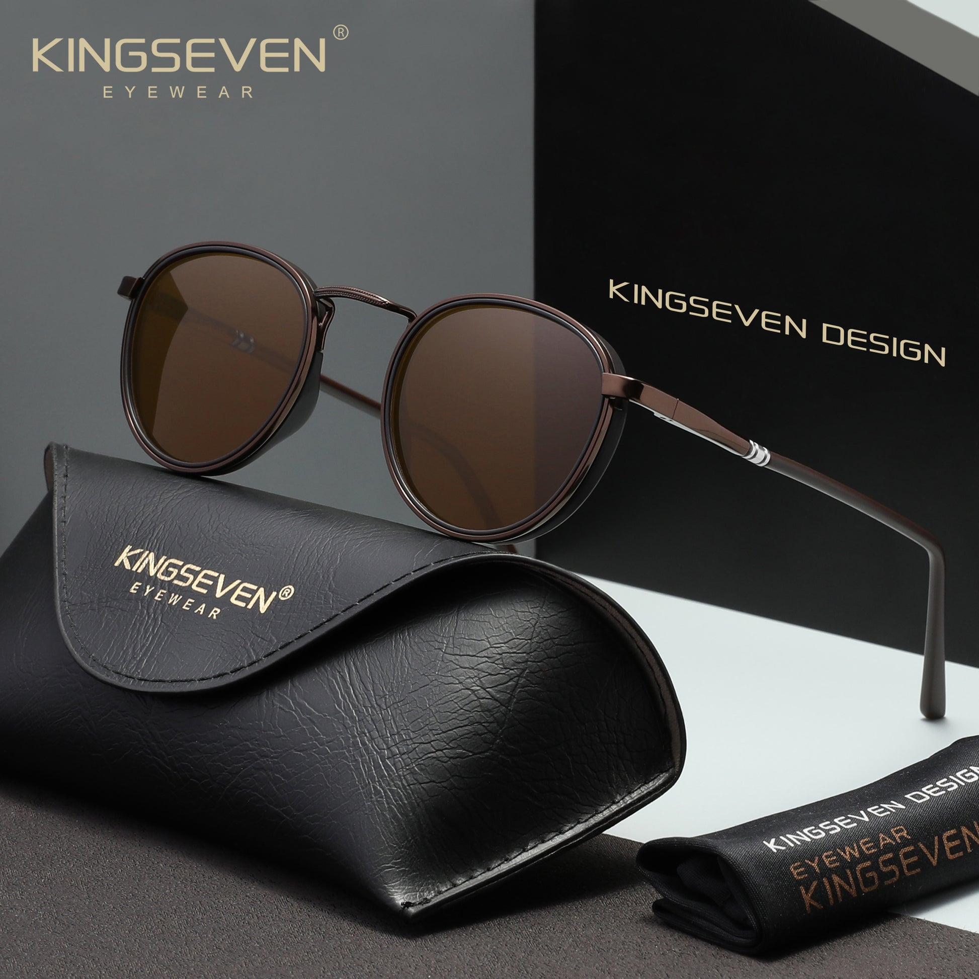 KINGSEVEN N7375 brown polarized sunglasses for men